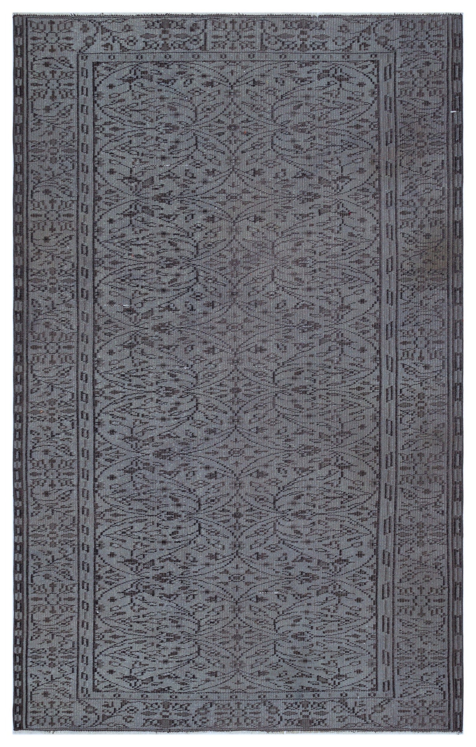 Atina Grey Vintage Wool Handmade Area Rug 4'11" x 8'9"