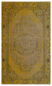 Atina Yellow Vintage Wool Handmade Area Rug 5'3" x 8'9"
