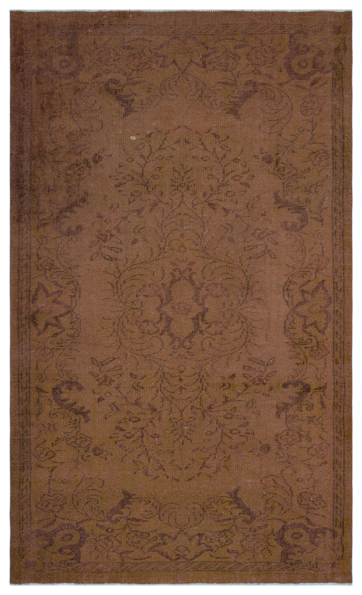 Atina Brown Vintage Wool Handmade Area Rug 5'3" x 8'11"