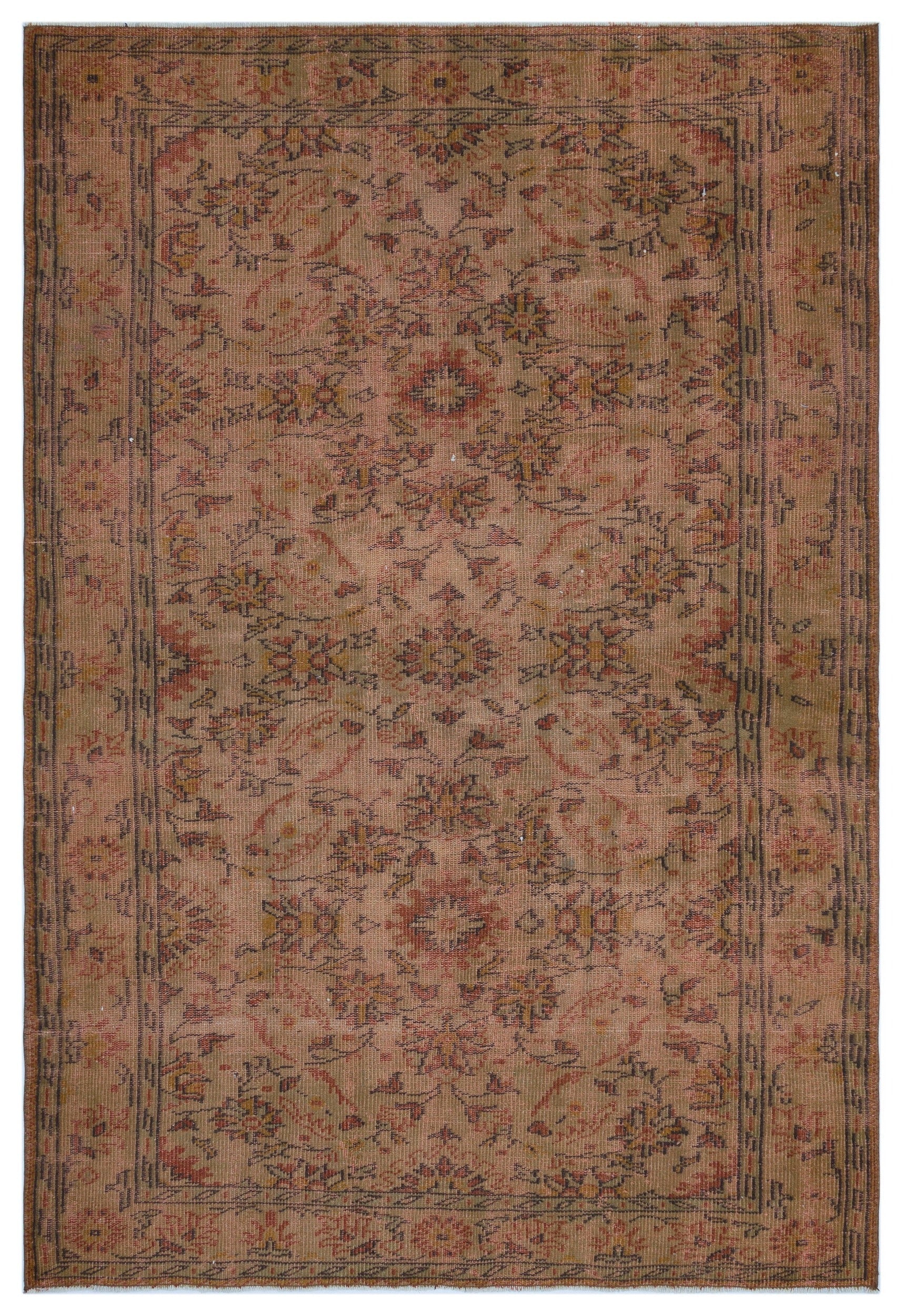 Atina Brown Vintage Wool Handmade Area Rug 5'7" x 8'0"