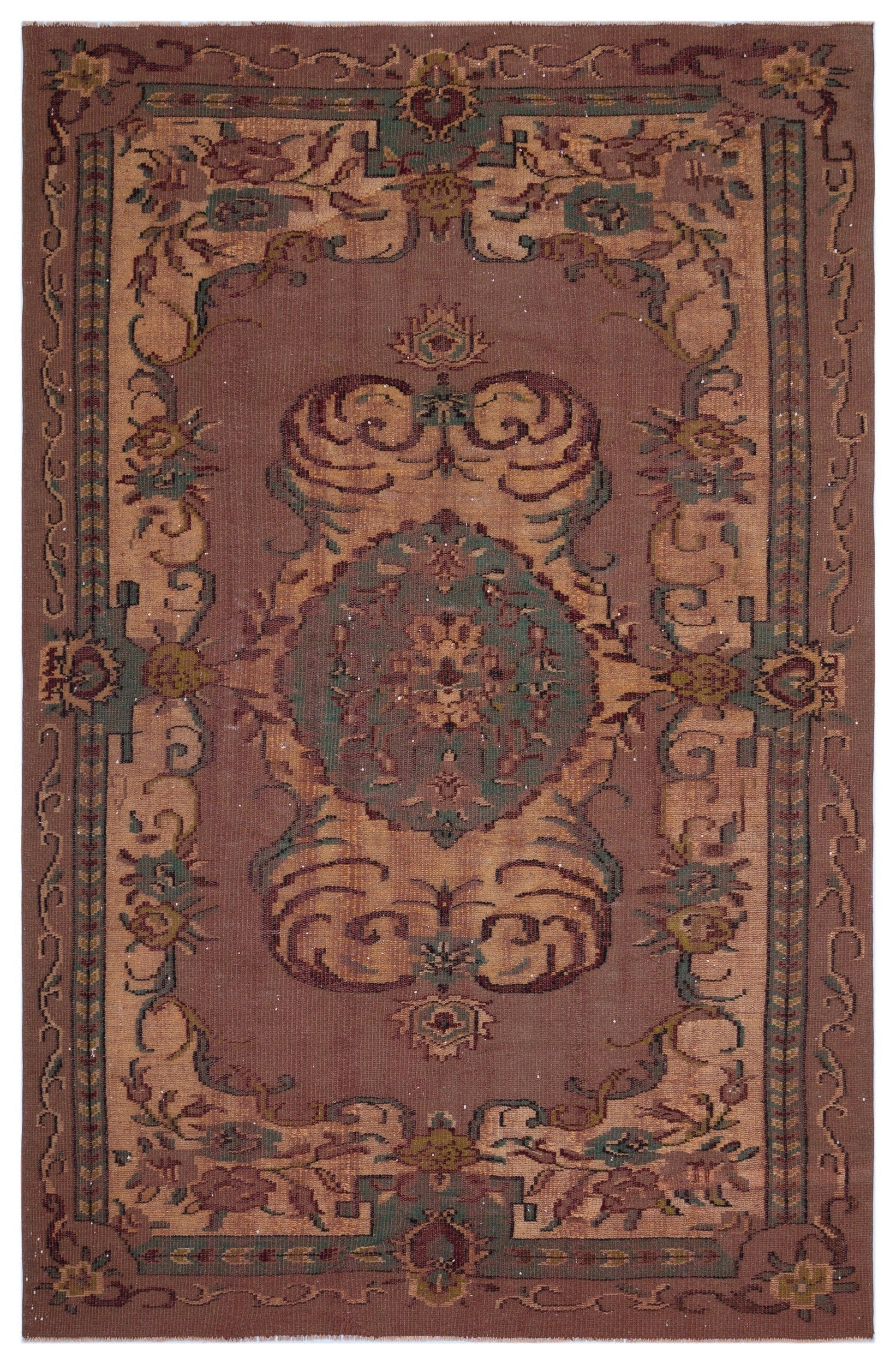 Atina Brown Vintage Wool Handmade Area Rug 5'9" x 9'0"