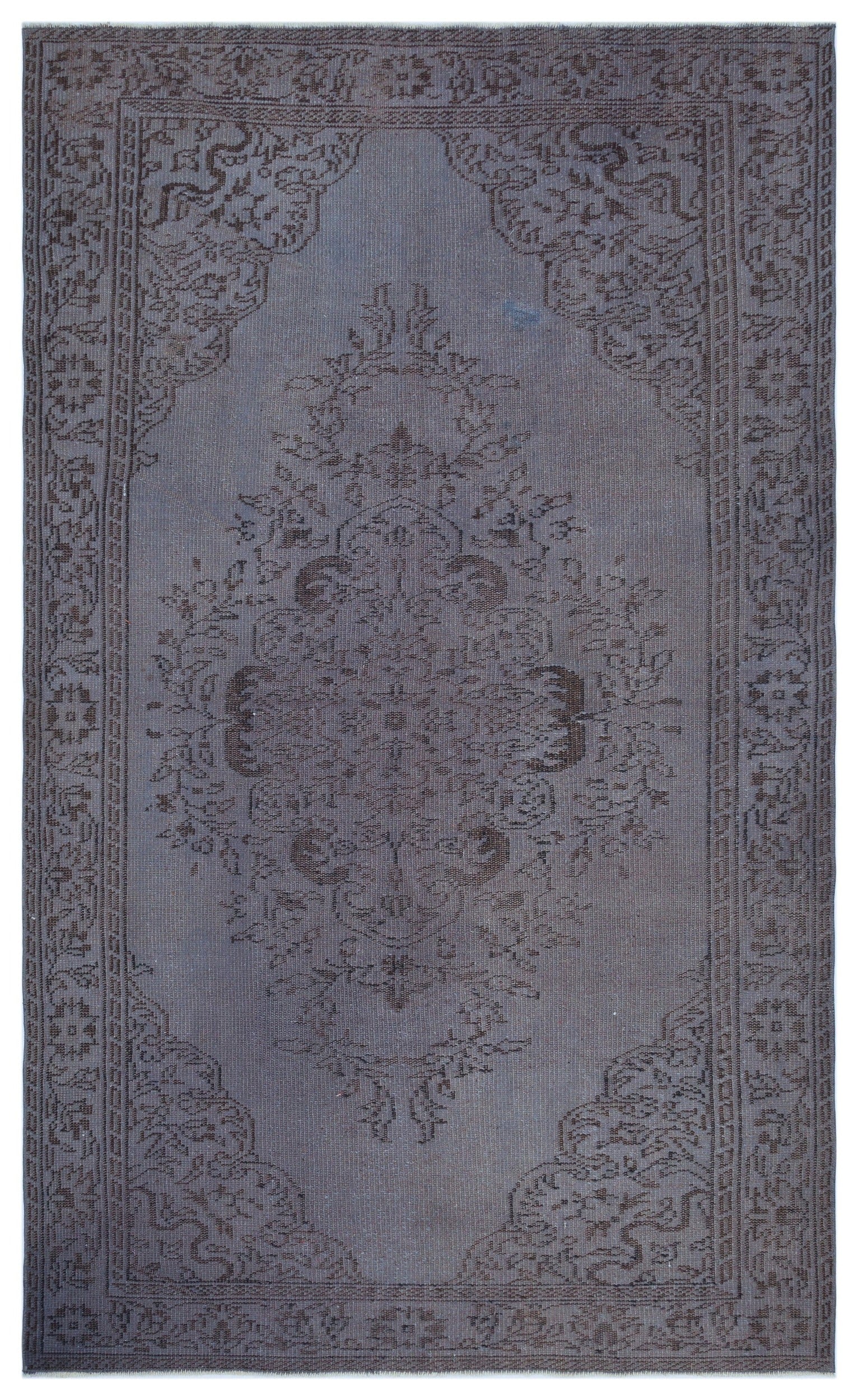 Atina Grey Vintage Wool Handmade Area Rug 5'5" x 8'10"