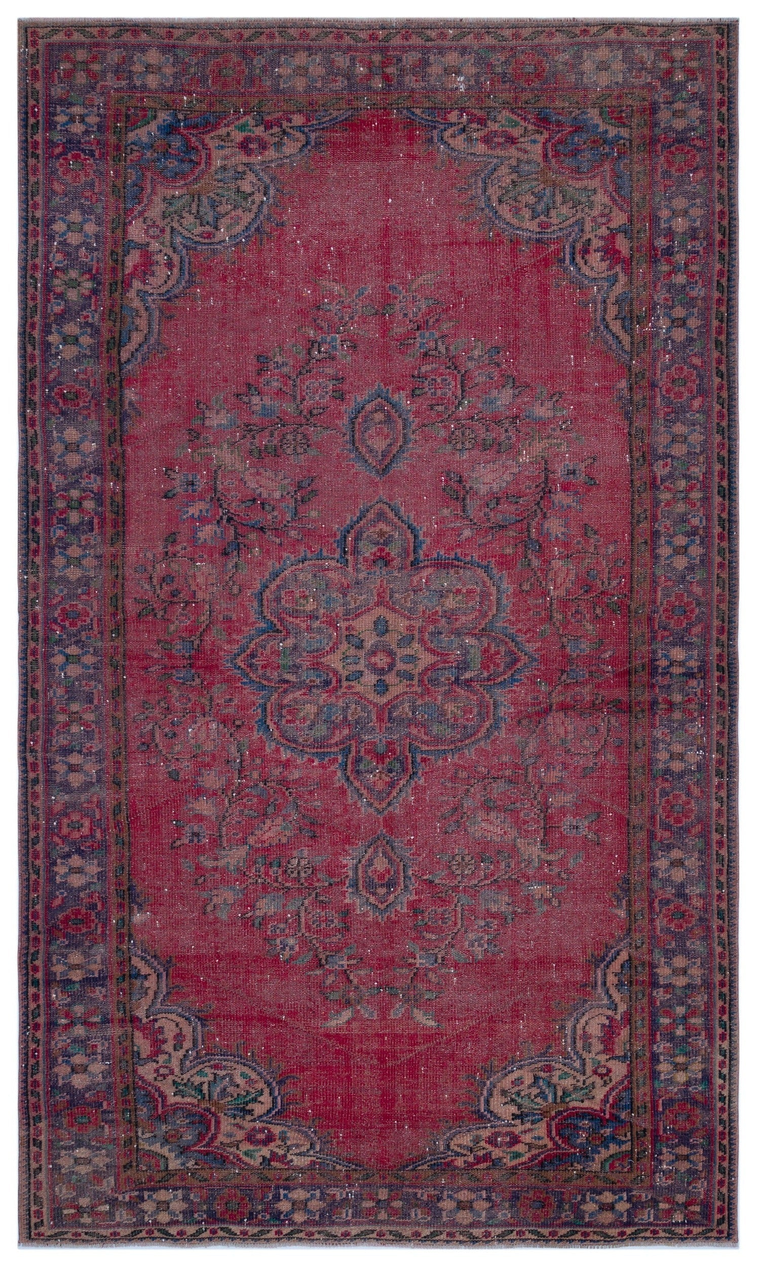 Atina Red Vintage Wool Handmade Area Rug 6'2" x 10'1"