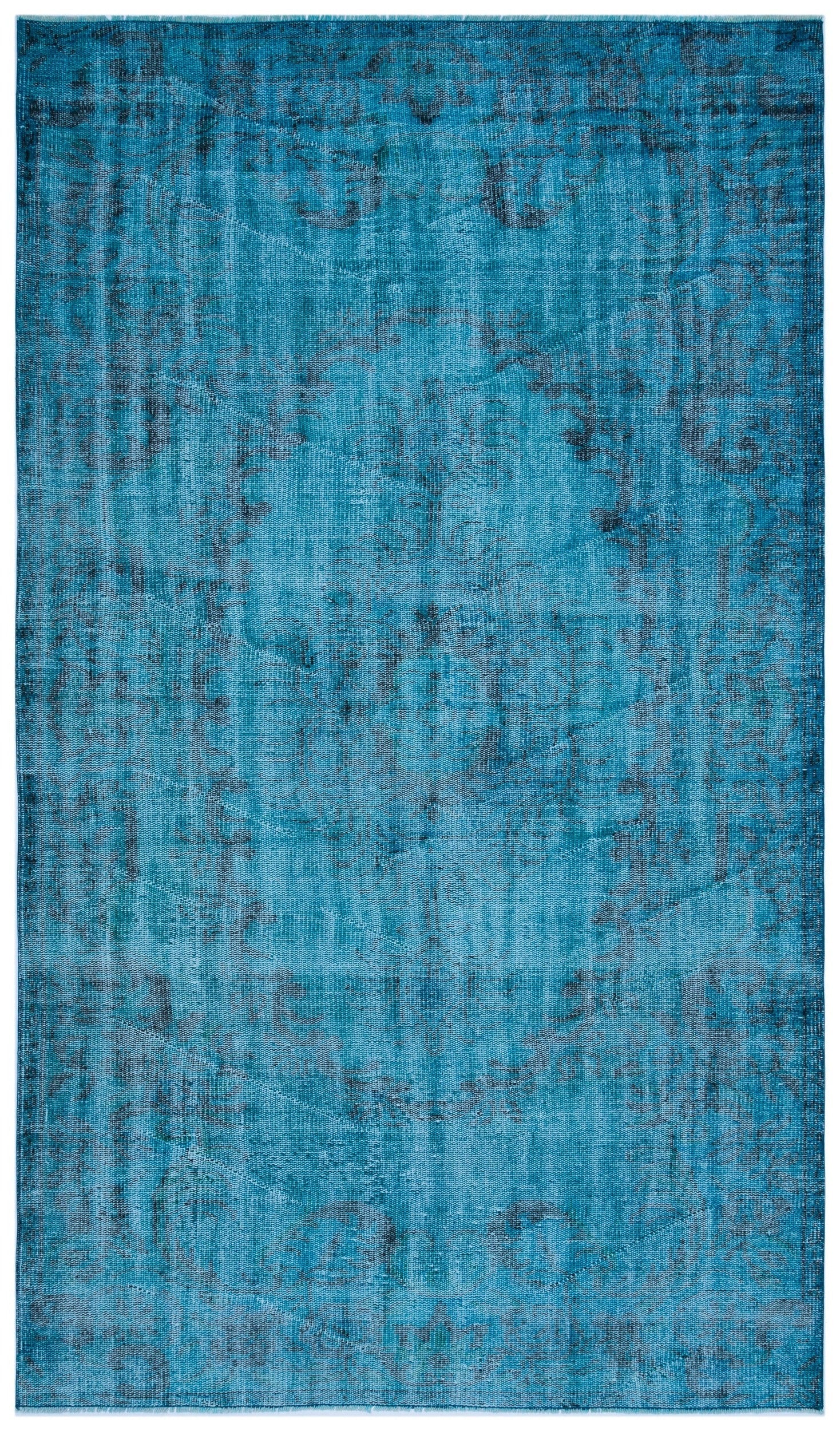 Atina Turquoise Vintage Wool Handmade Area Rug 5'3" x 8'11"