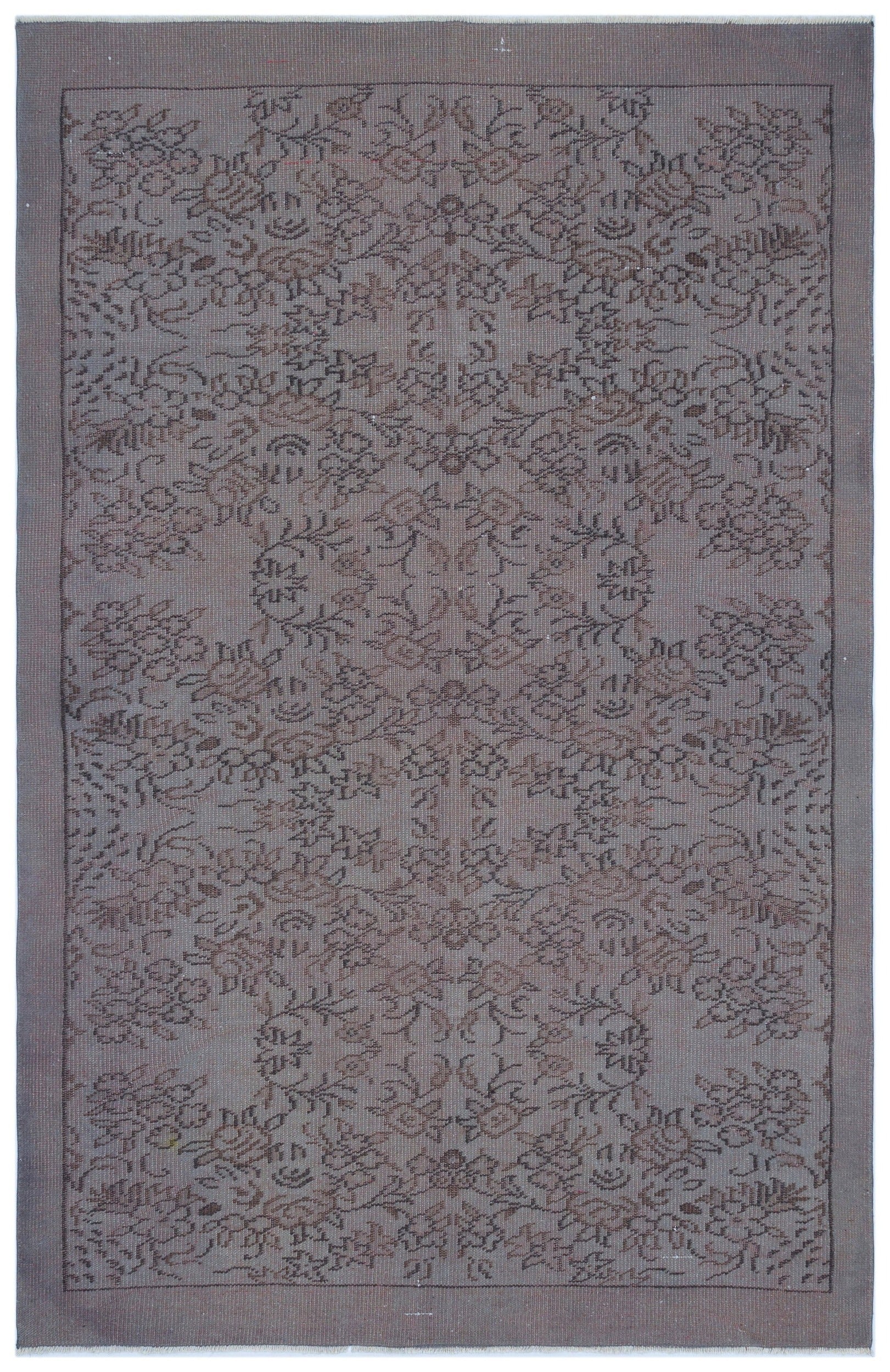 Atina Grey Vintage Wool Handmade Area Rug 5'7" x 8'4"