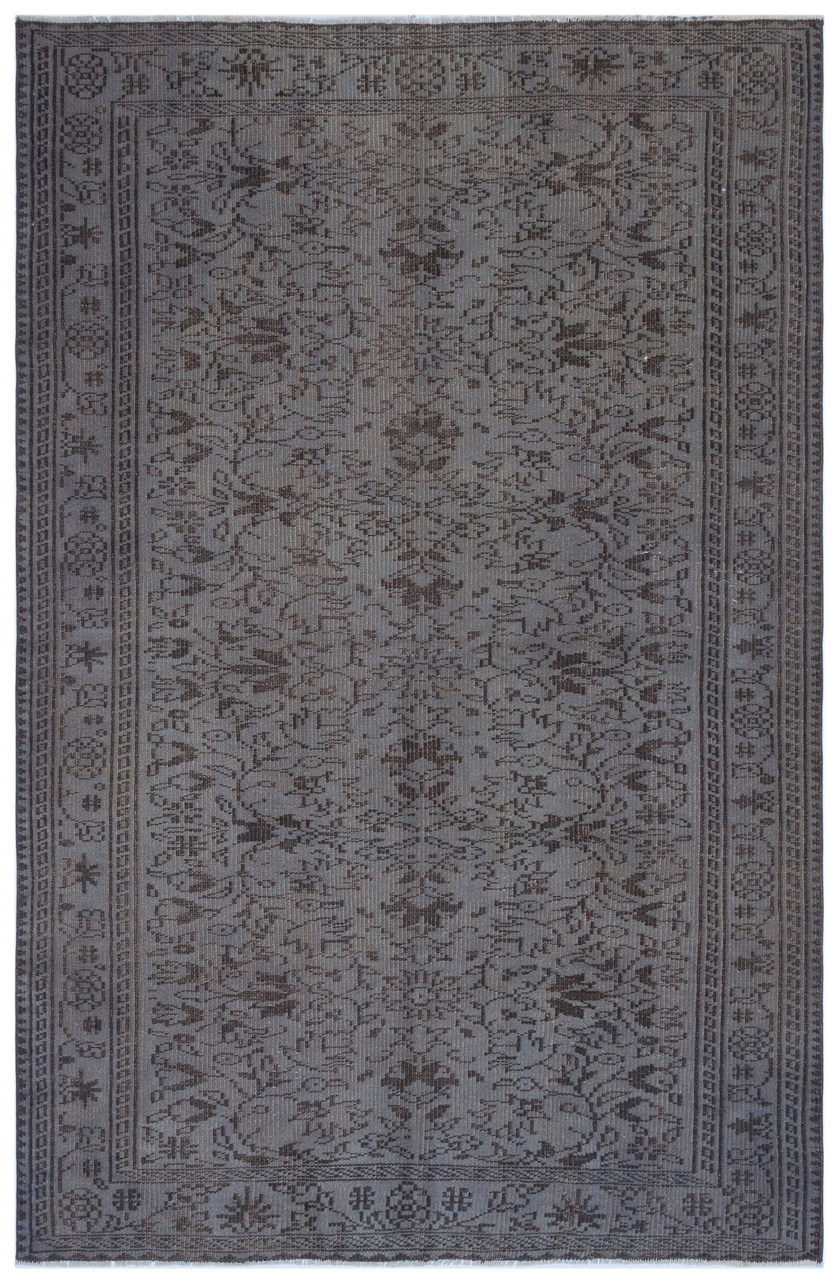Atina Grey Vintage Wool Handmade Area Rug 5'2" x 8'0"