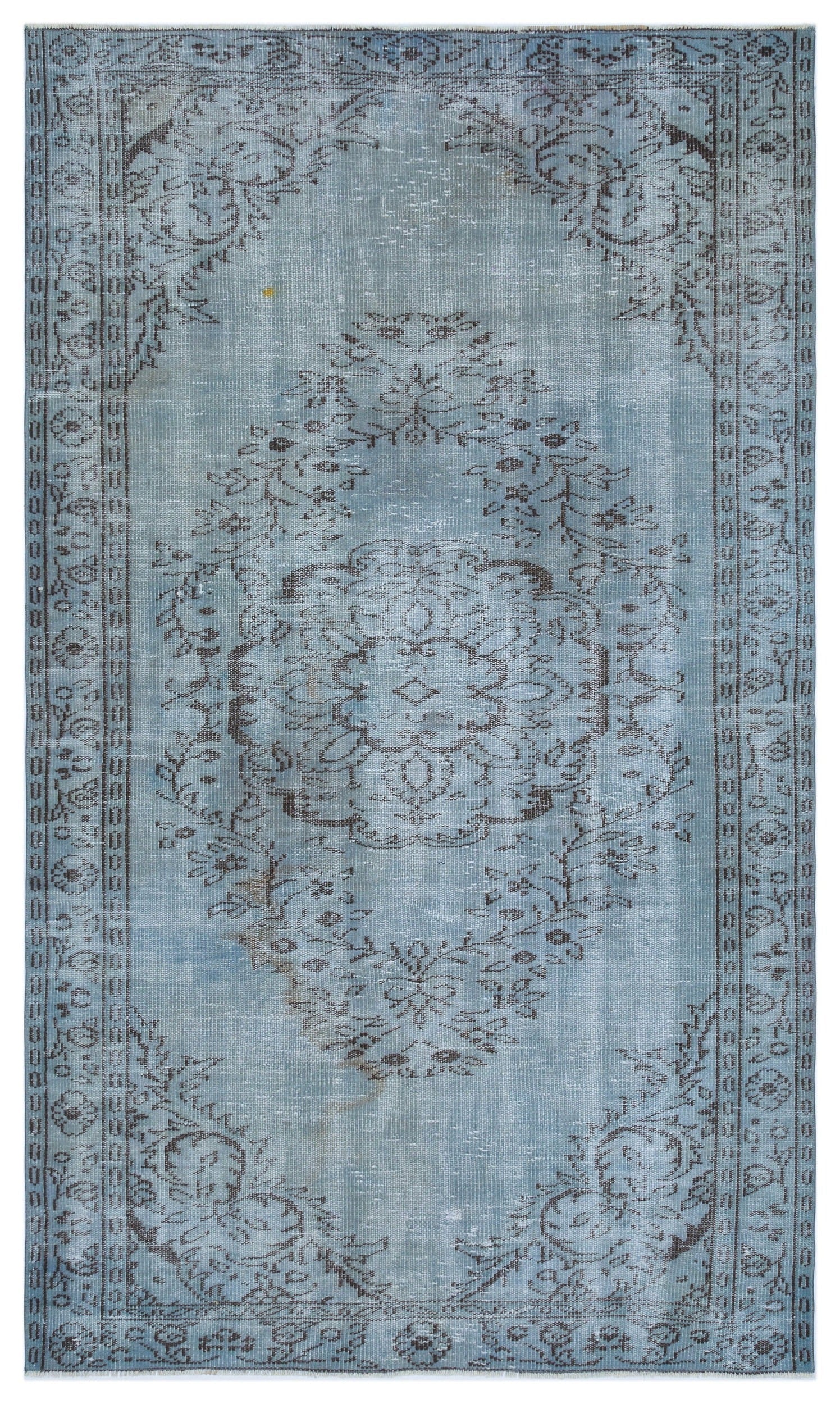 Atina Blue Vintage Wool Handmade Area Rug 4'10" x 8'3"