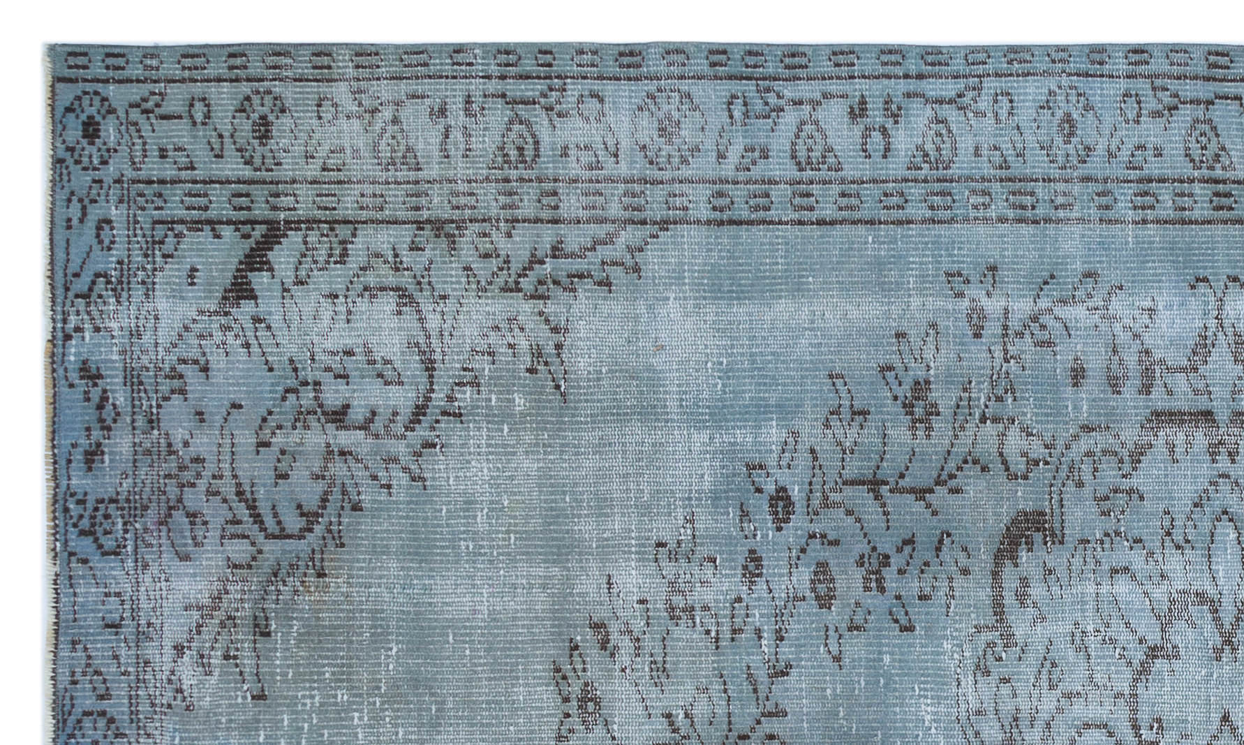 Atina Blue Vintage Wool Handmade Area Rug 4'10" x 8'3"