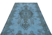 Atina Blue Vintage Wool Handmade Area Rug 5'5" x 9'2"