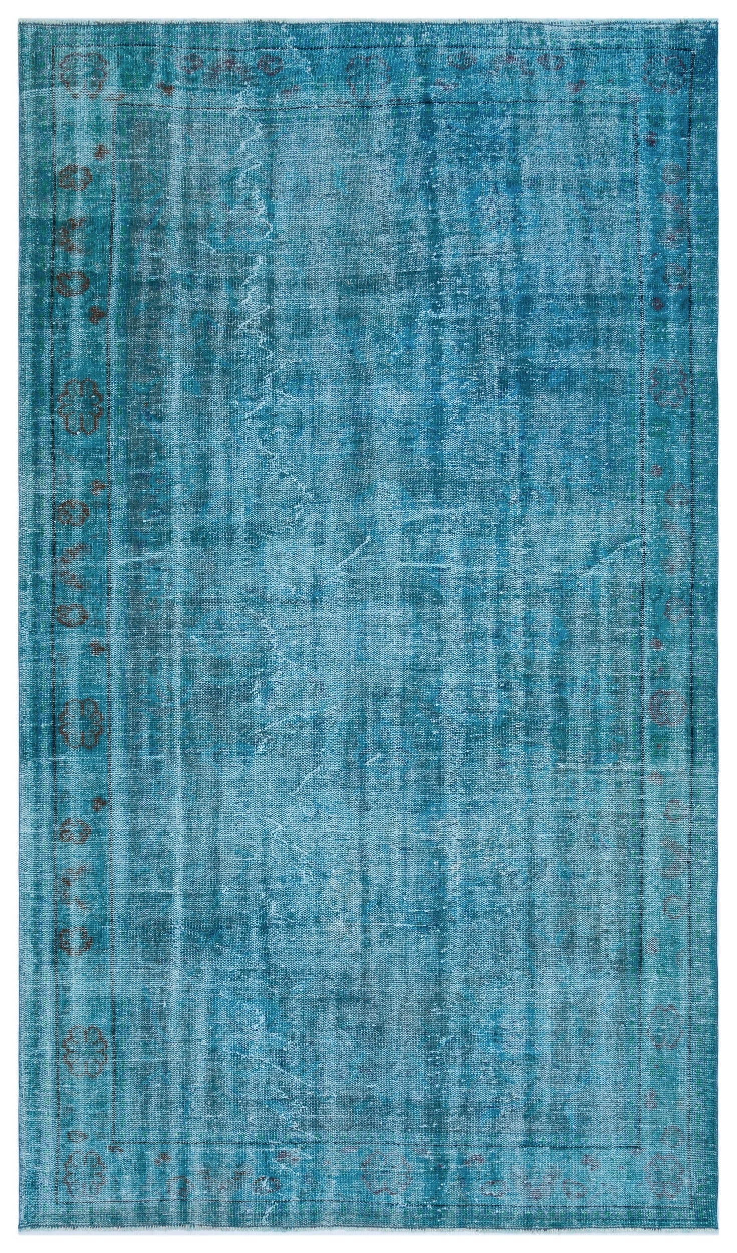 Atina Turquoise Vintage Wool Handmade Area Rug 5'8" x 9'10"