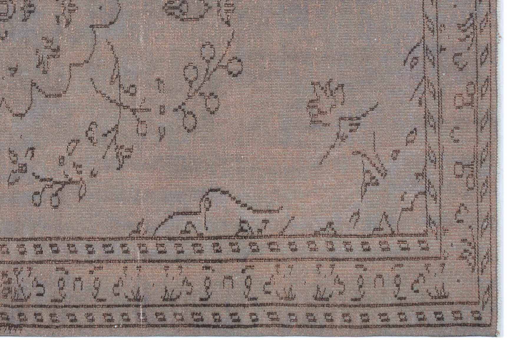 Atina Grey Vintage Wool Handmade Area Rug 5'7" x 8'0"