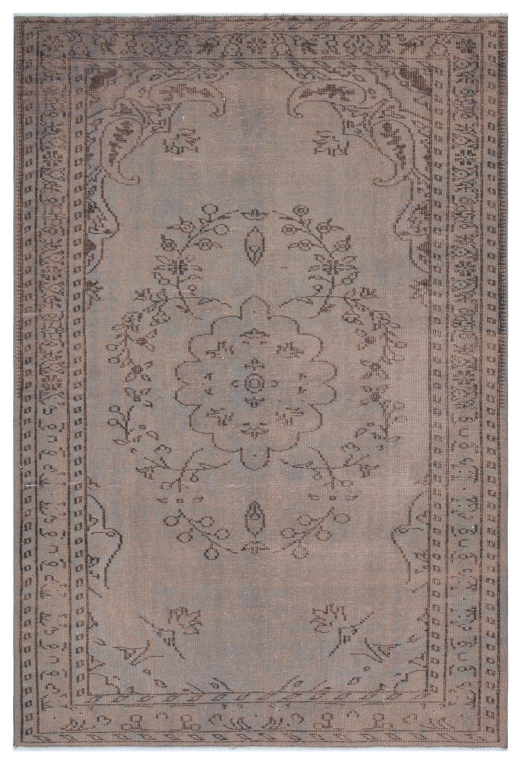 Atina Grey Vintage Wool Handmade Area Rug 5'7" x 8'0"