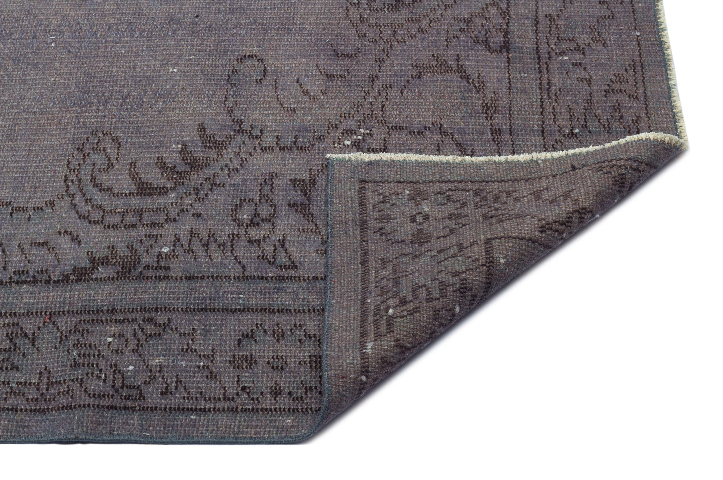 Atina Grey Vintage Wool Handmade Area Rug 5'5" x 9'11"