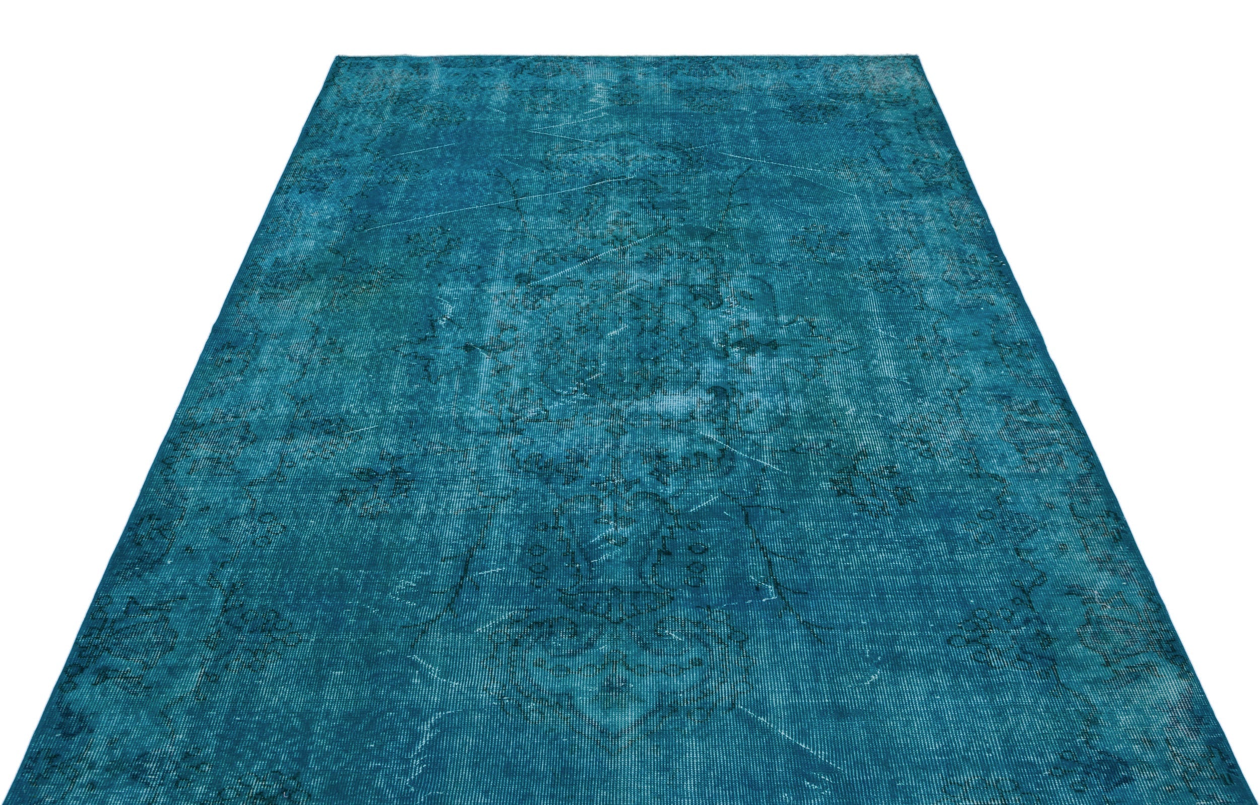 Atina Turquoise Vintage Wool Handmade Area Rug 5'5" x 9'3"