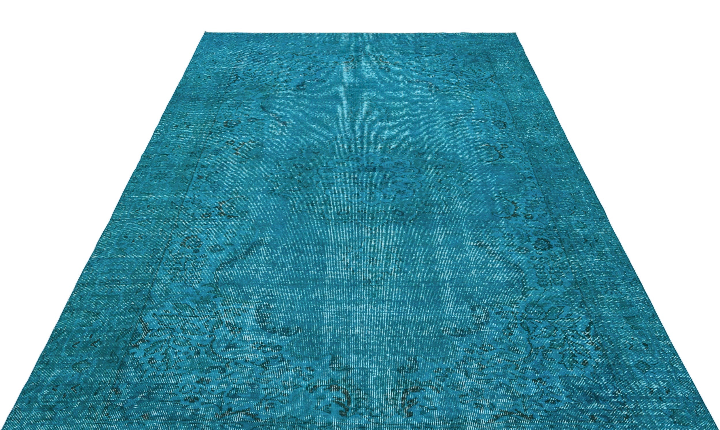 Atina Turquoise Vintage Wool Handmade Area Rug 6'1" x 9'7"