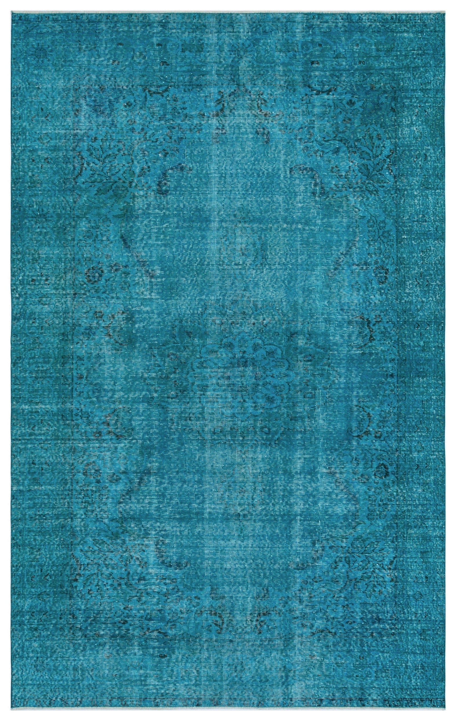 Atina Turquoise Vintage Wool Handmade Area Rug 6'1" x 9'7"