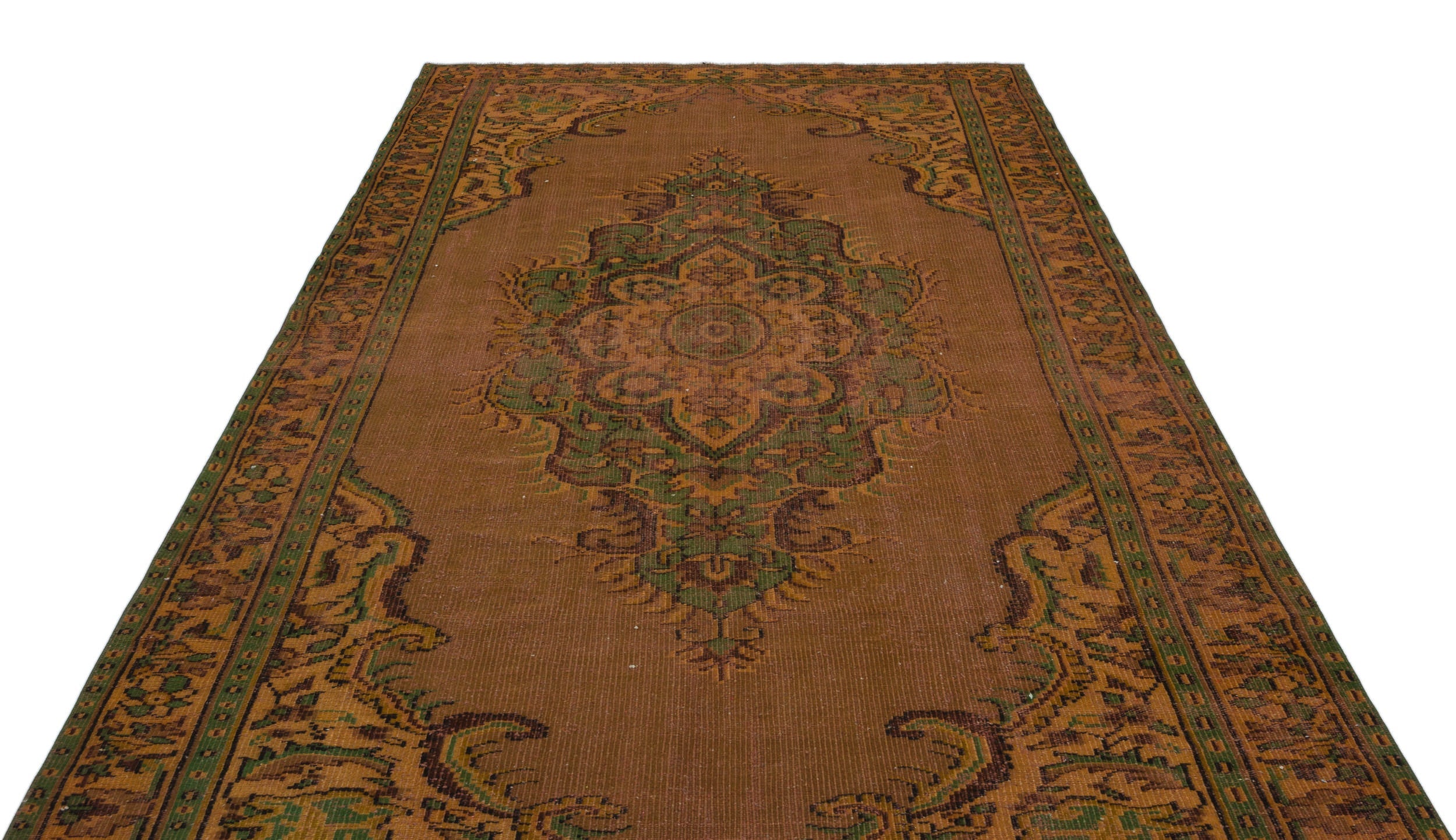 Atina Brown Vintage Wool Handmade Area Rug 6'3" x 9'5"