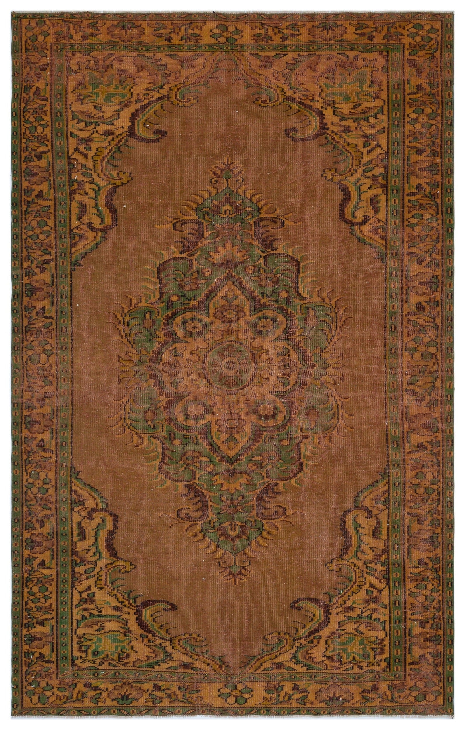 Atina Brown Vintage Wool Handmade Area Rug 6'3" x 9'5"