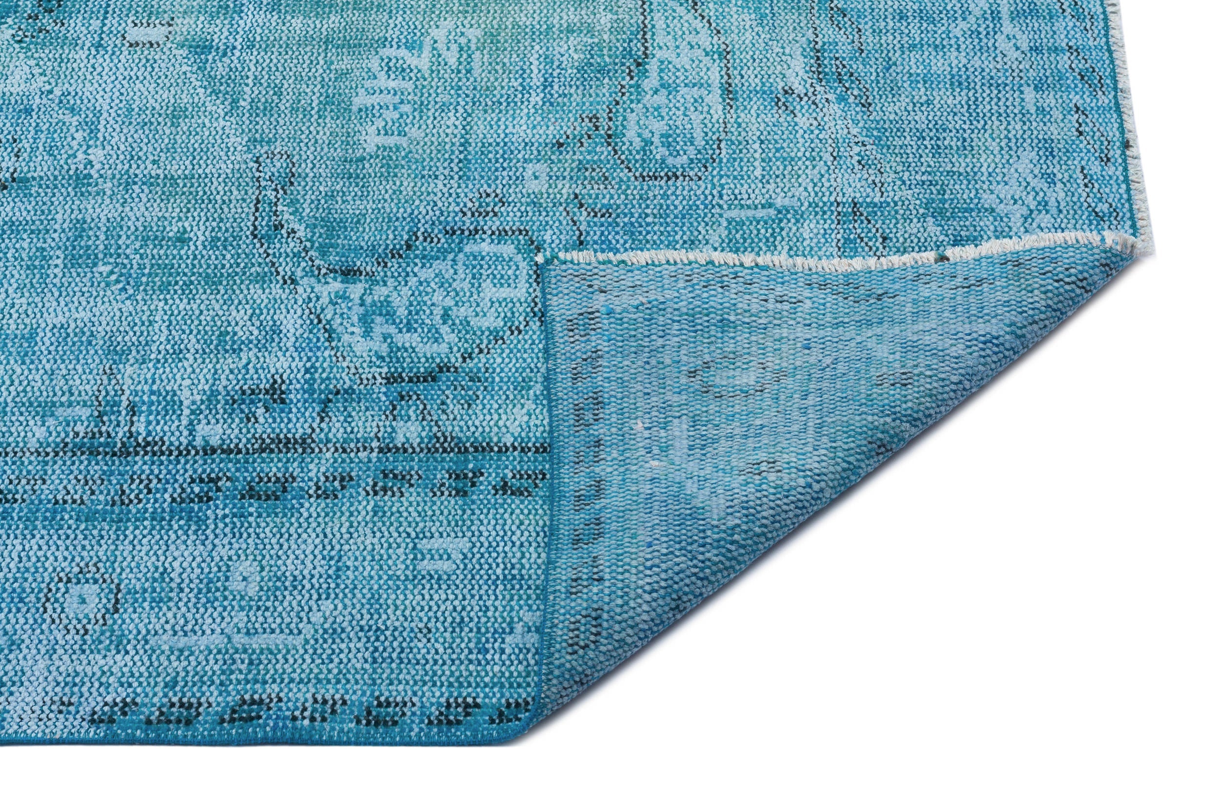 Atina Turquoise Vintage Wool Handmade Area Rug 5'3" x 9'1"