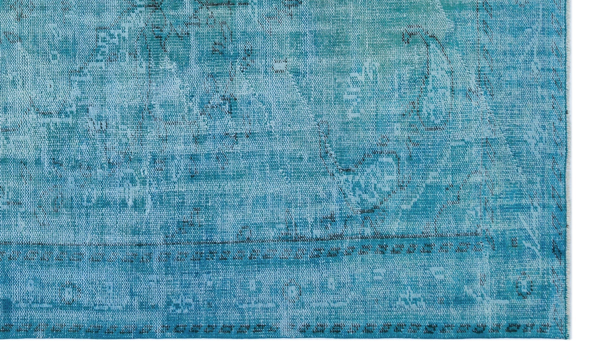 Atina Turquoise Vintage Wool Handmade Area Rug 5'3" x 9'1"