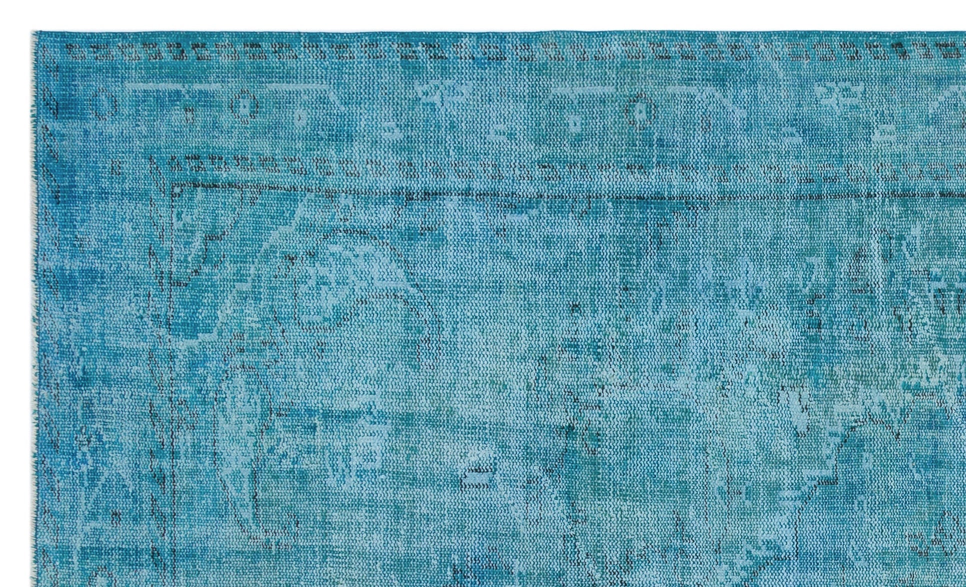 Atina Turquoise Vintage Wool Handmade Area Rug 5'3" x 9'1"