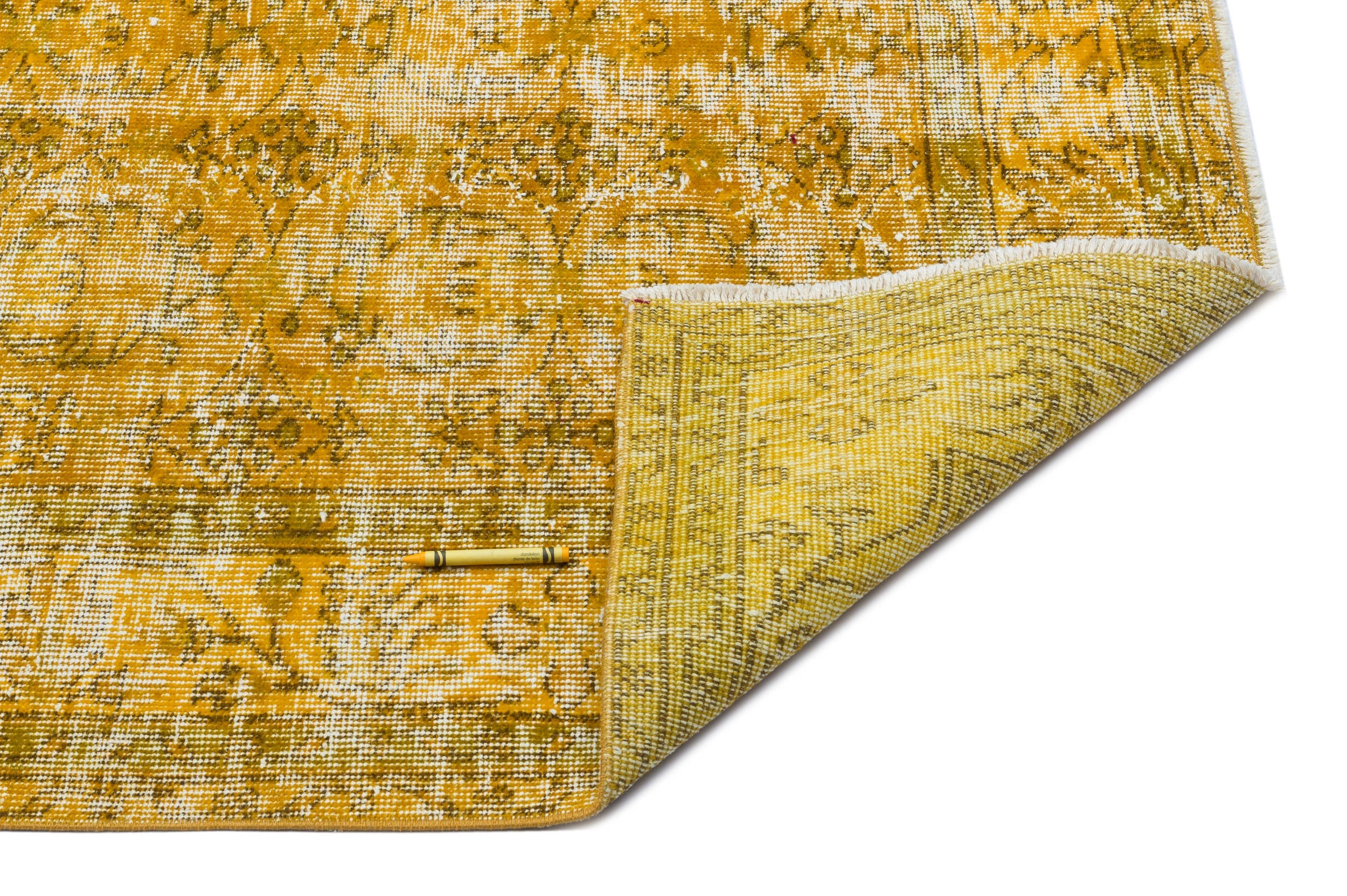 Atina Yellow Vintage Wool Handmade Area Rug 4'5" x 10'4"