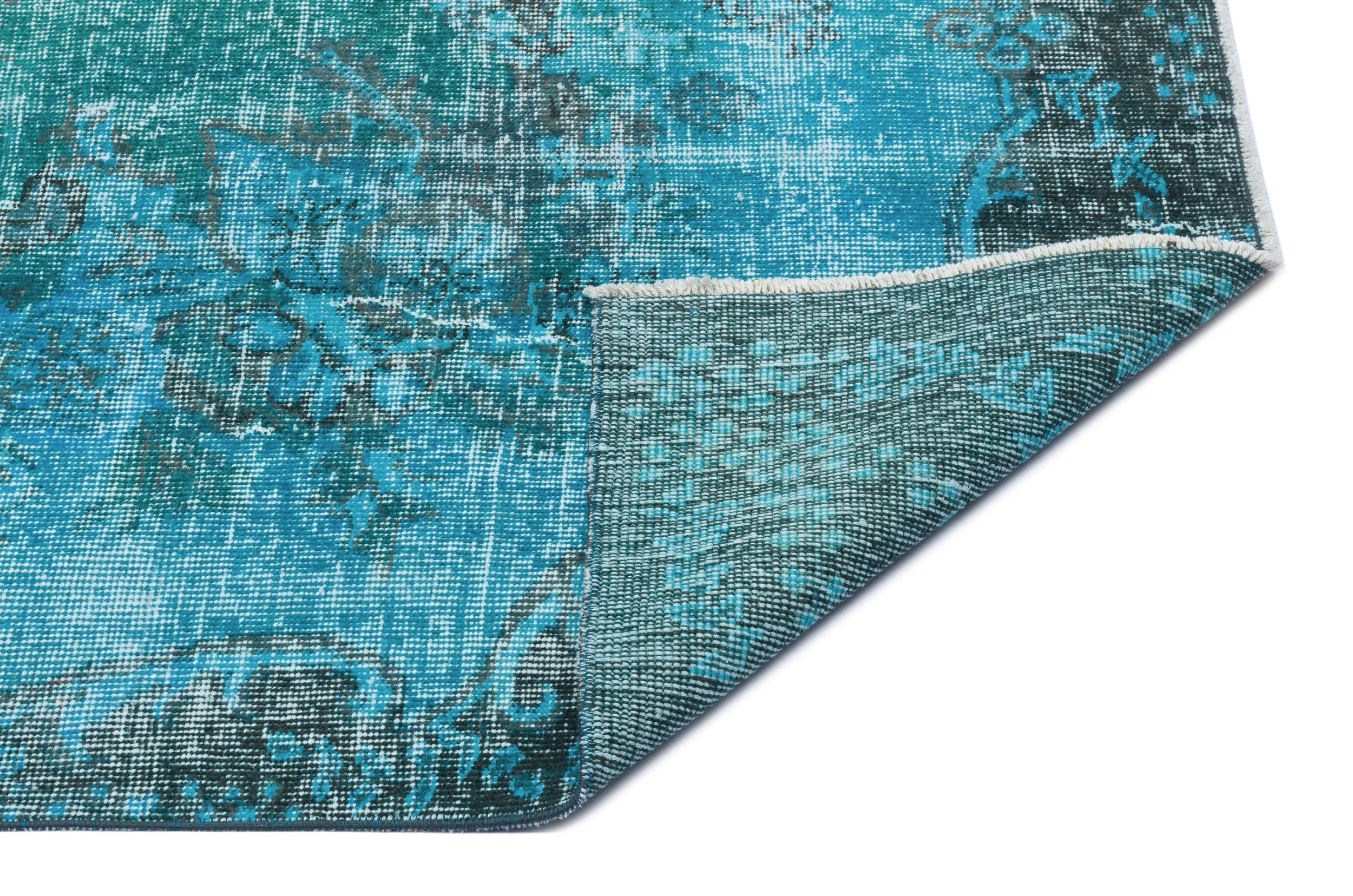 Atina Turquoise Vintage Wool Handmade Area Rug 5'5" x 8'11"