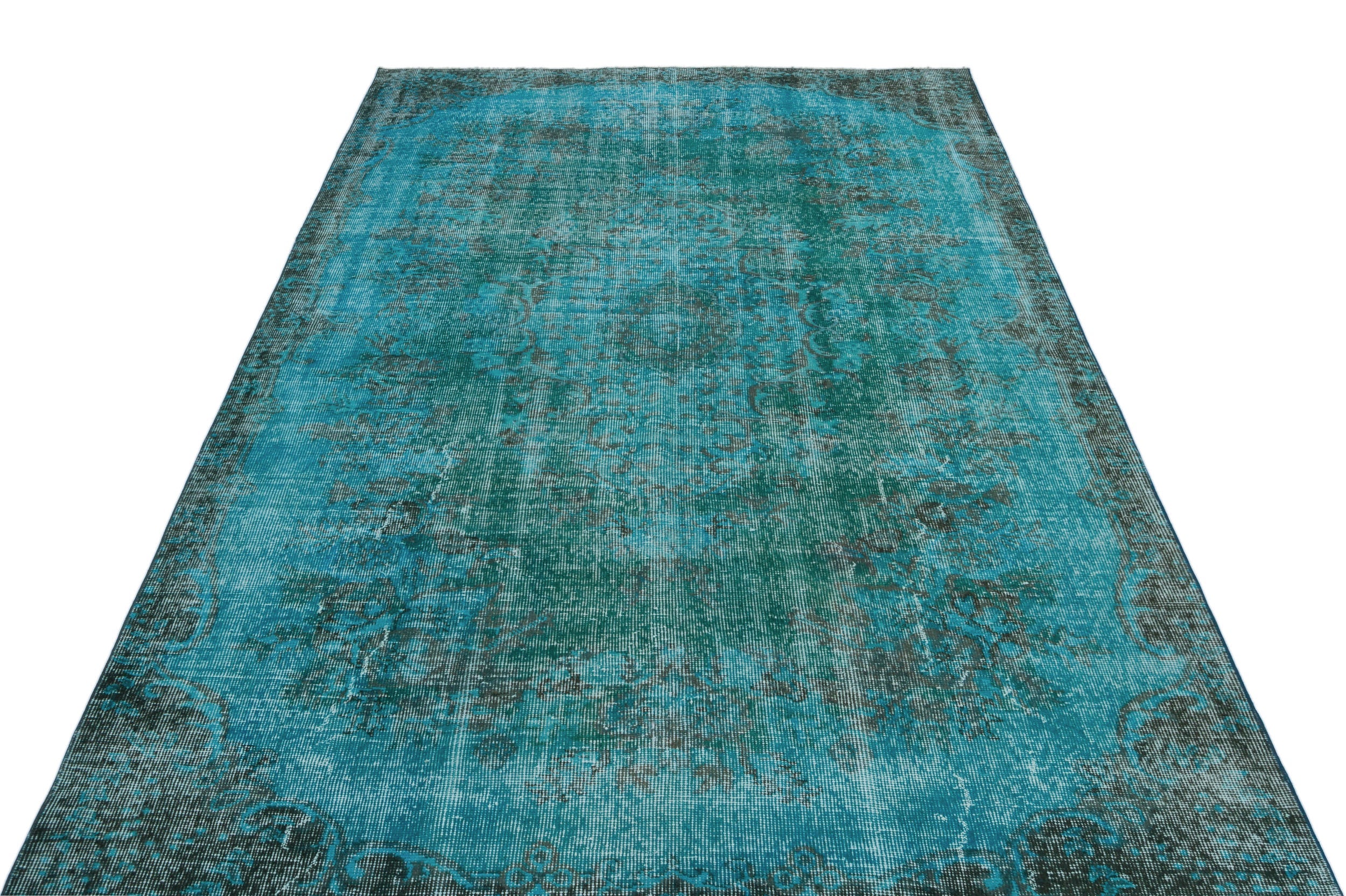Atina Turquoise Vintage Wool Handmade Area Rug 5'5" x 8'11"