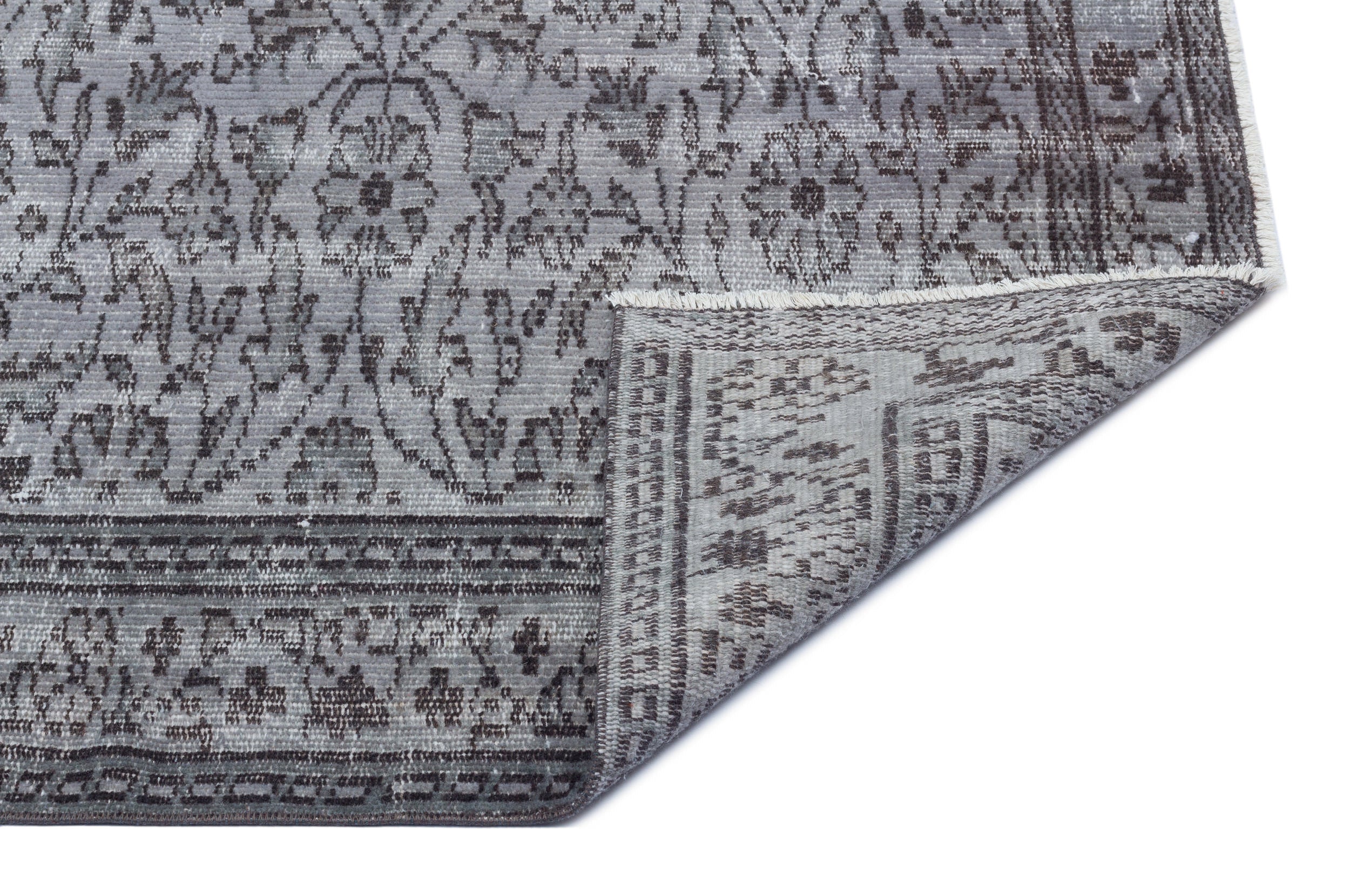 Atina Grey Vintage Wool Handmade Area Rug 4'8" x 7'9"