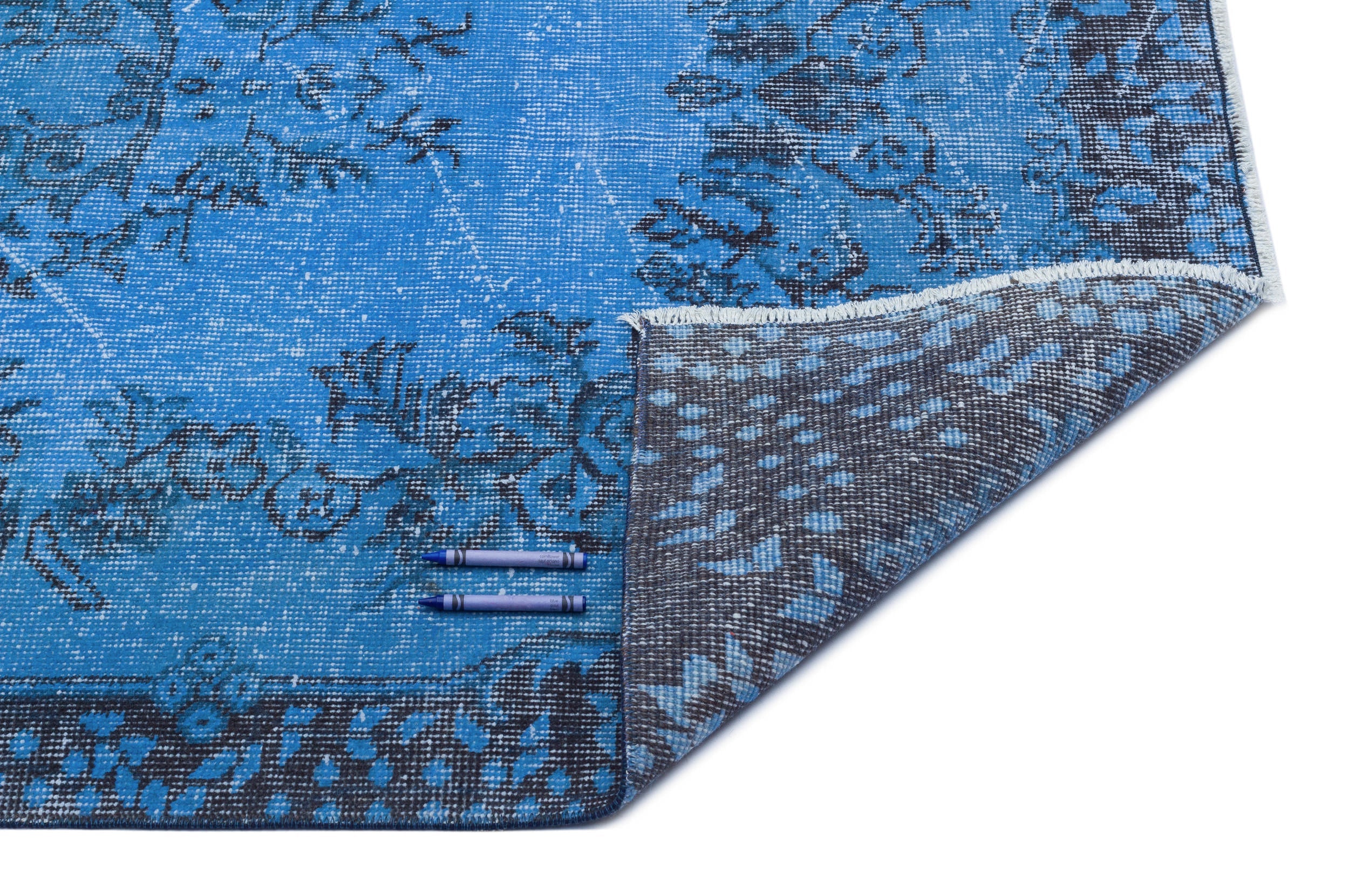 Atina Blue Vintage Wool Handmade Area Rug 3'10" x 6'11"