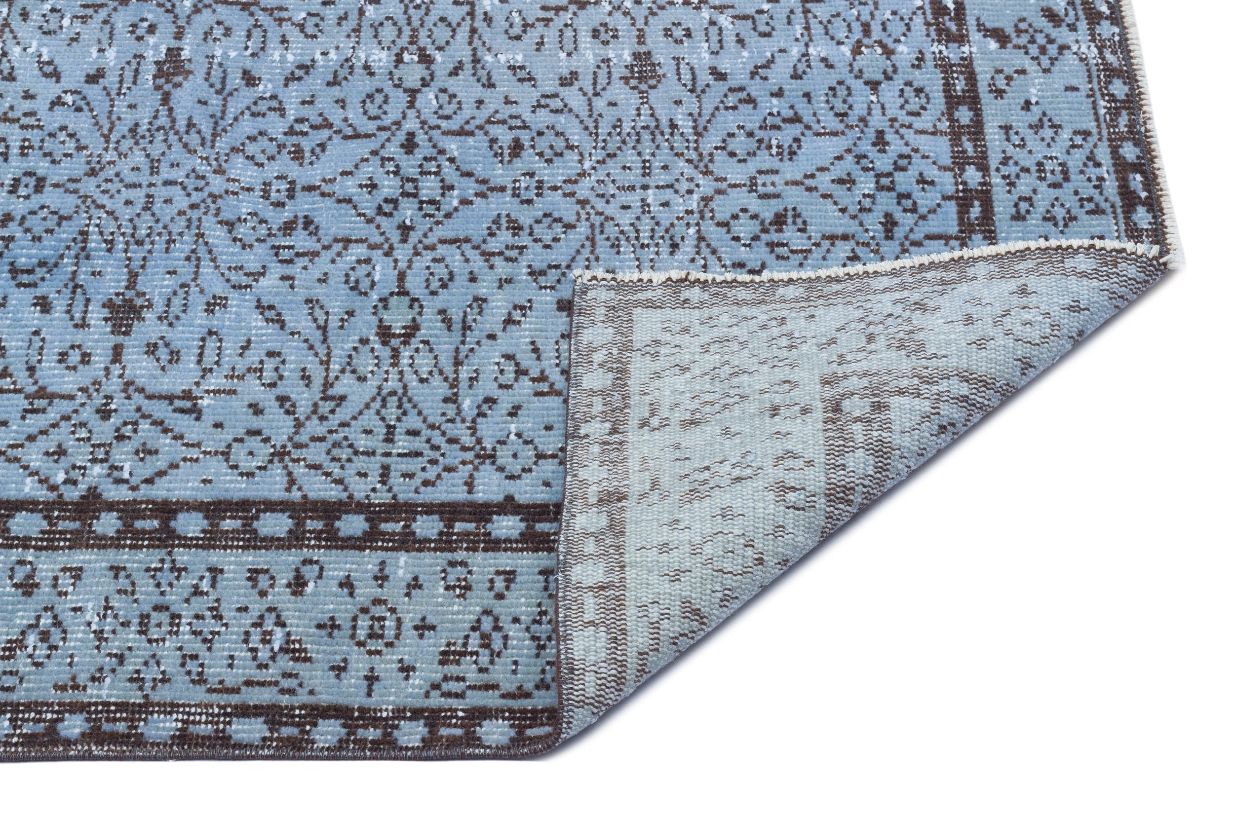 Atina Blue Vintage Wool Handmade Area Rug 5'0" x 8'10"