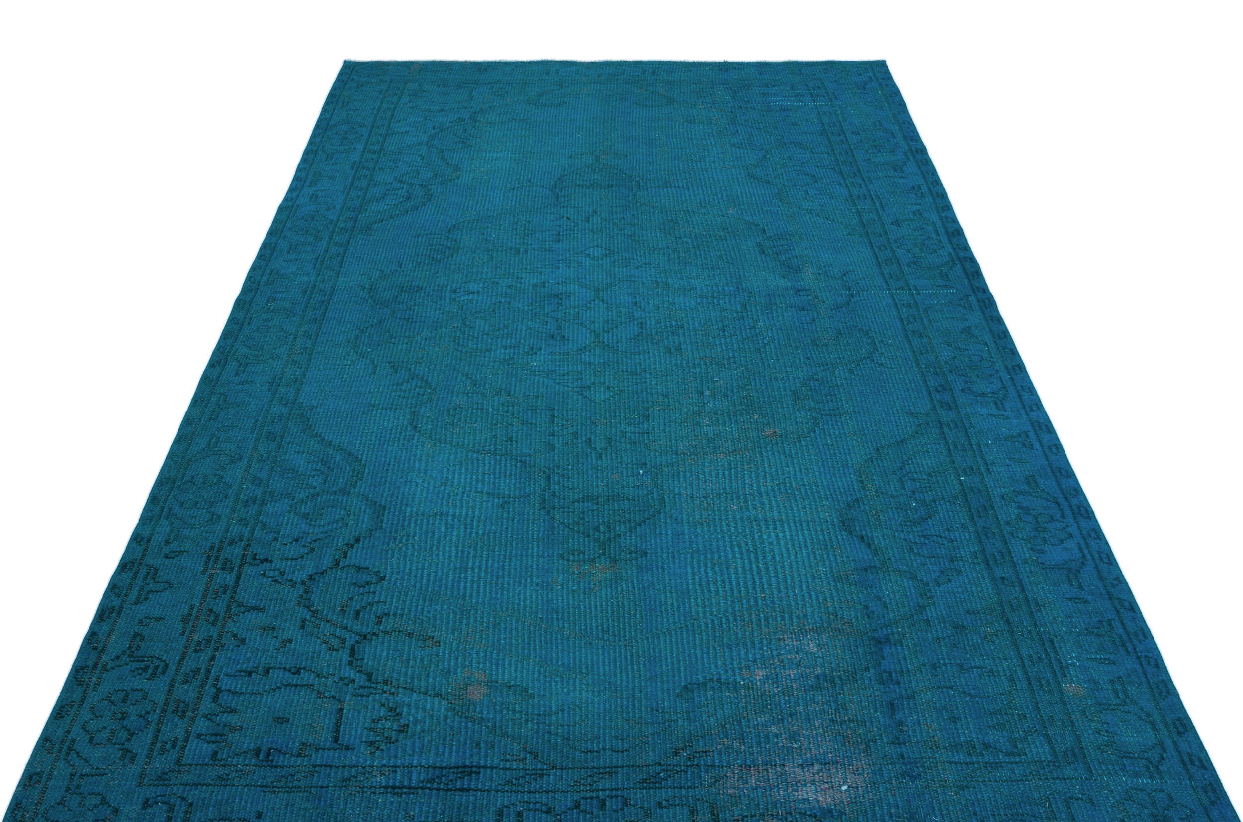 Atina Turquoise Vintage Wool Handmade Area Rug 5'8" x 8'11"