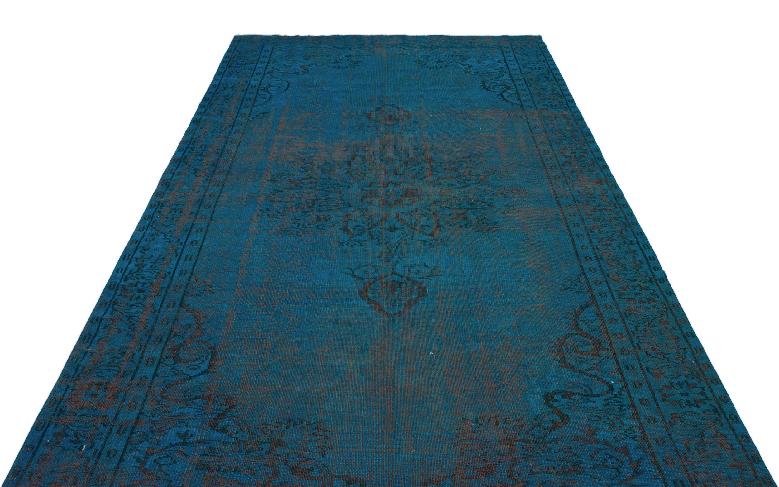 Atina Turquoise Vintage Wool Handmade Area Rug 6'4" x 10'2"