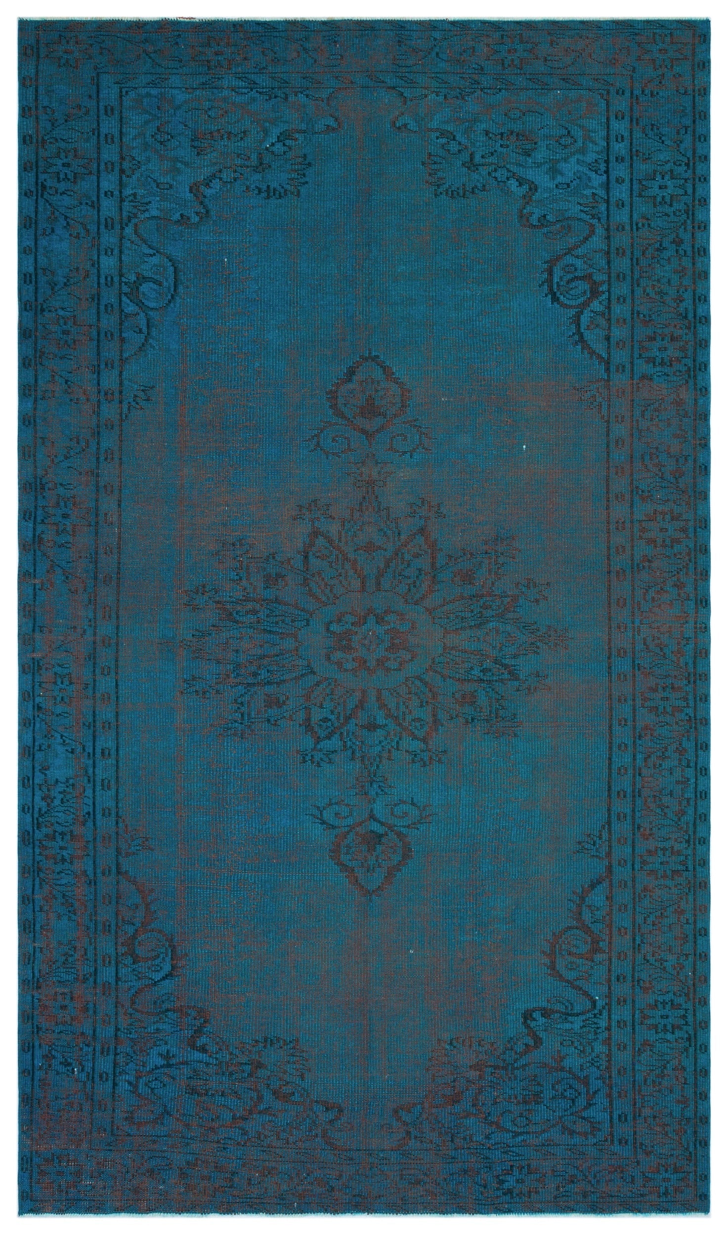 Atina Turquoise Vintage Wool Handmade Area Rug 6'4" x 10'2"