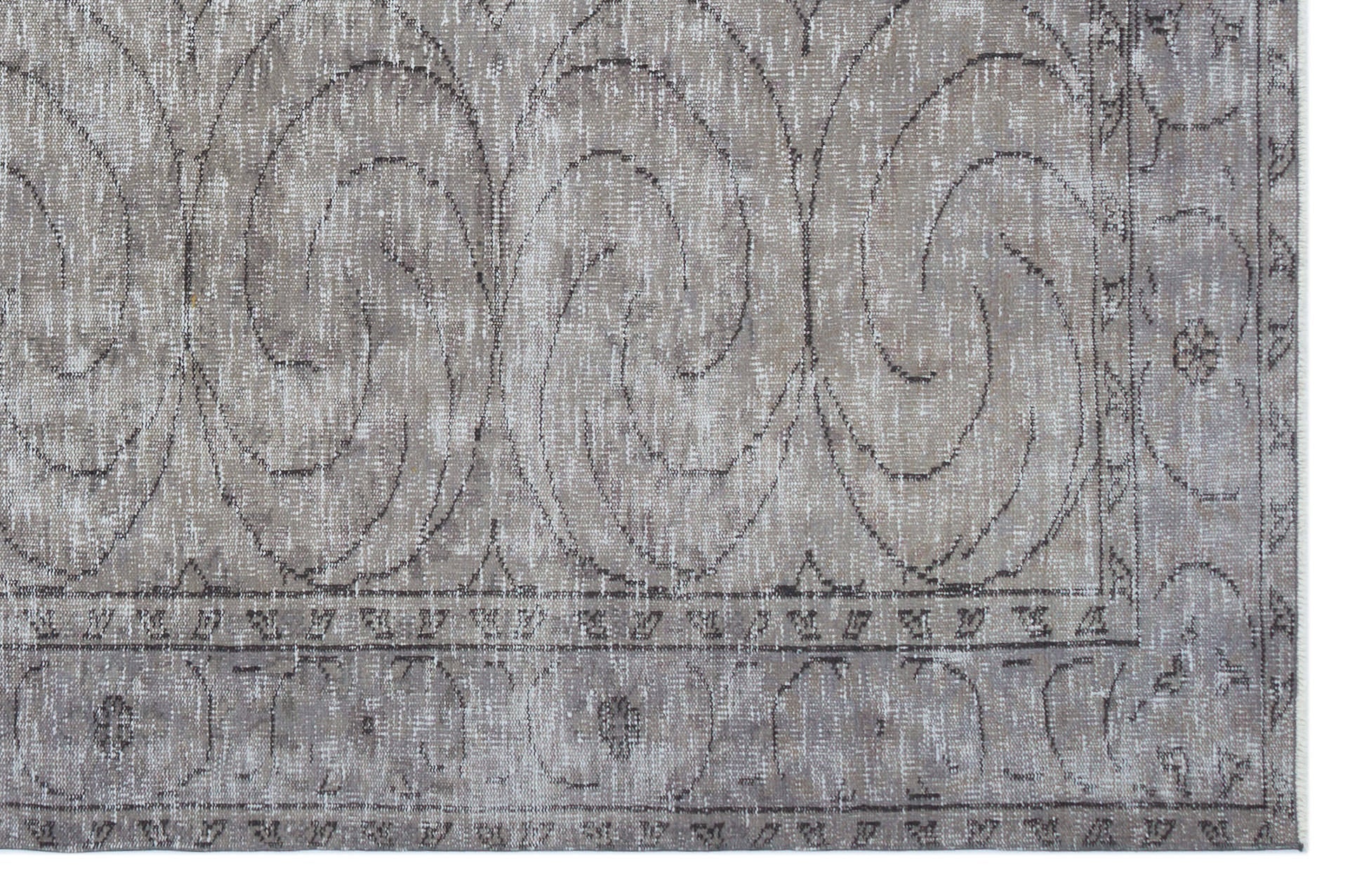 Atina Grey Vintage Wool Handmade Area Rug 5'10" x 8'11"