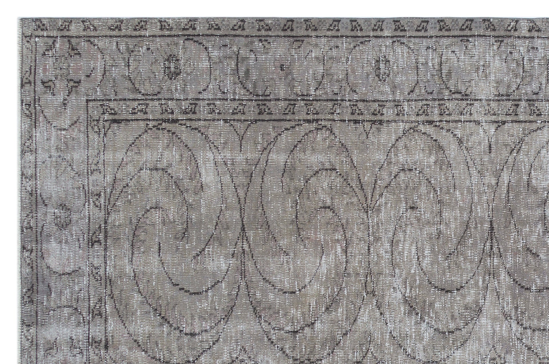 Atina Grey Vintage Wool Handmade Area Rug 5'10" x 8'11"