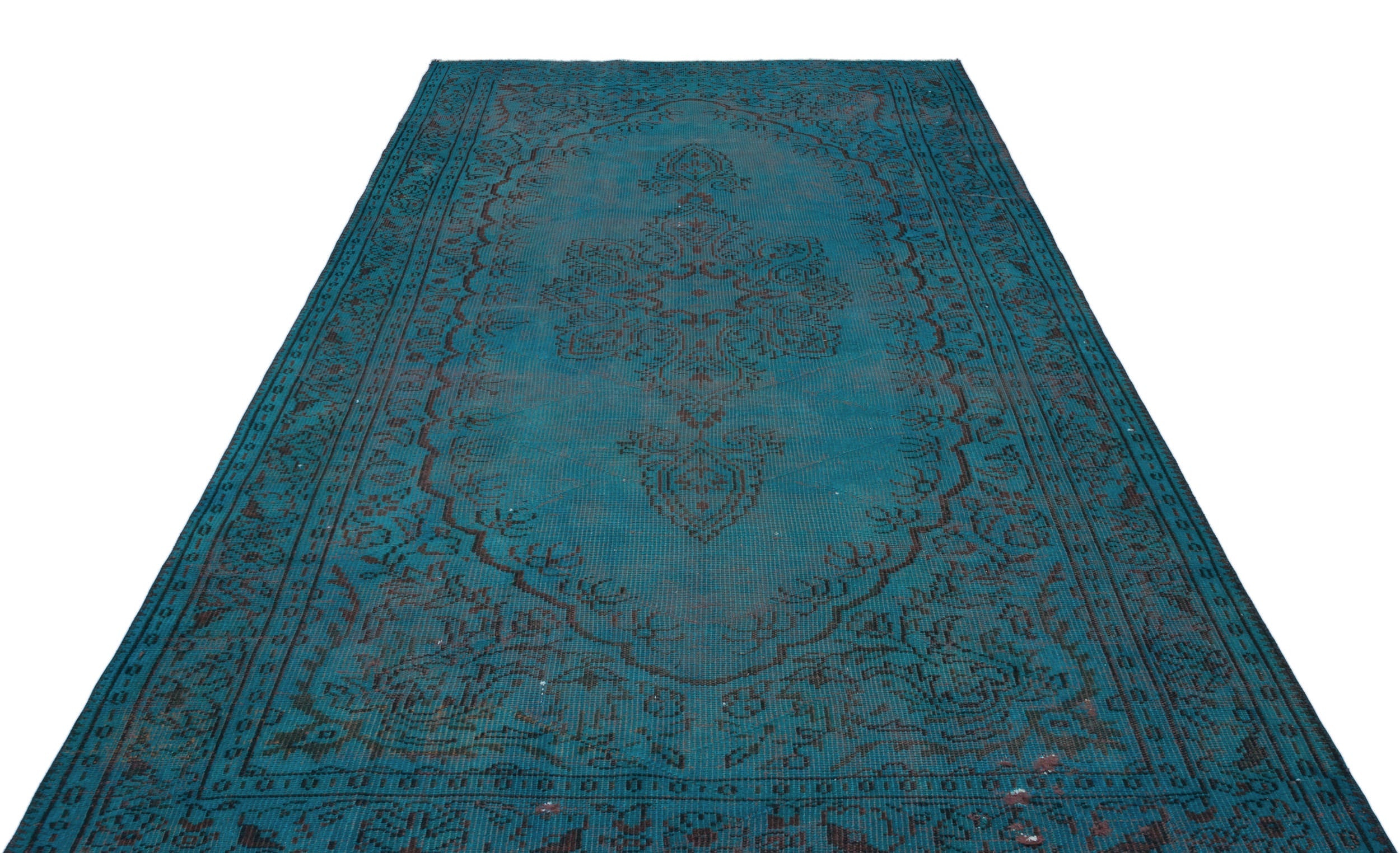 Atina Turquoise Vintage Wool Handmade Area Rug 6'2" x 10'0"
