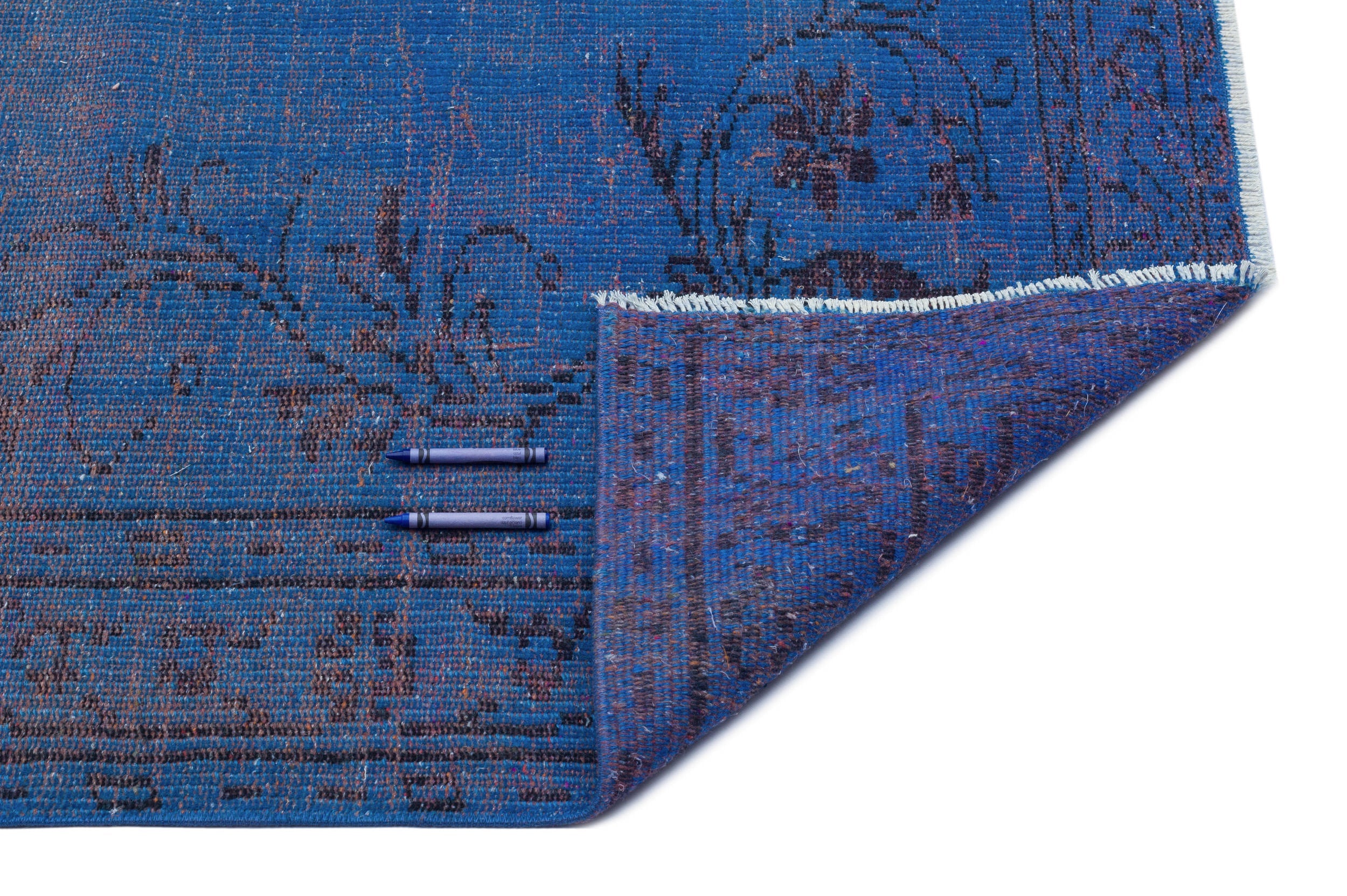 Atina Blue Vintage Wool Handmade Area Rug 5'7" x 9'3"