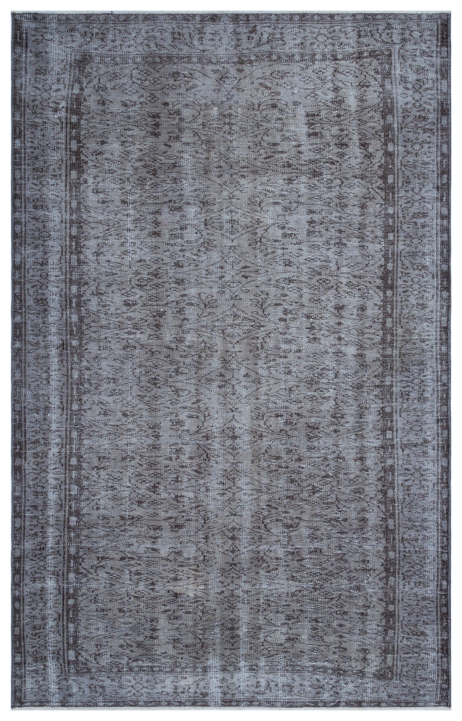 Atina Grey Vintage Wool Handmade Area Rug 5'11" x 9'6"