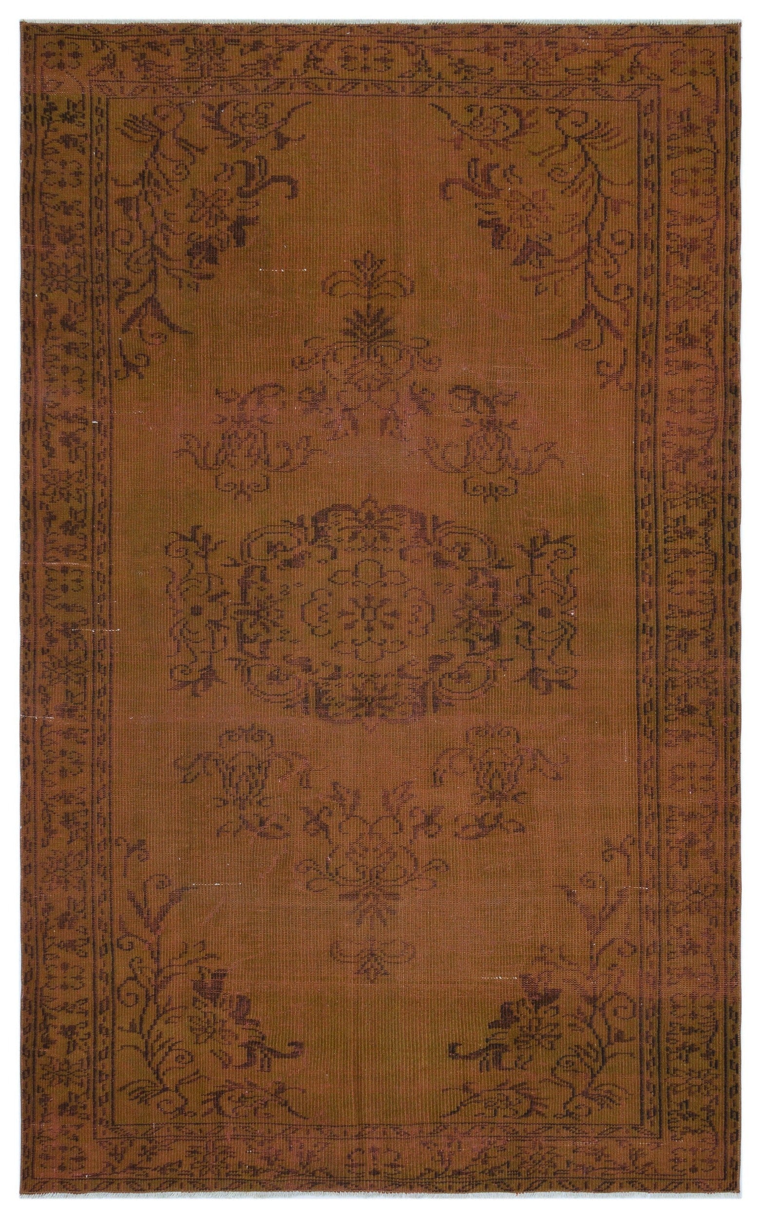 Atina Brown Vintage Wool Handmade Area Rug 5'8" x 8'9"