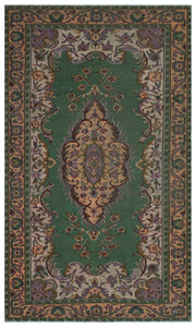 Atina Green Vintage Wool Handmade Area Rug 6'0" x 10'2"