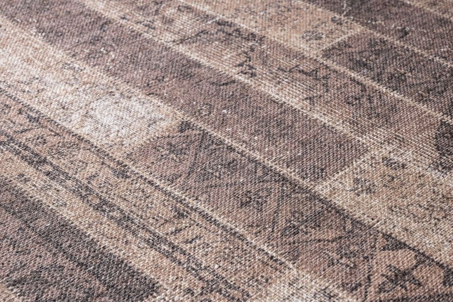 Geometric Area Rug - Beige Cotton Chenille Digital Print Carpet for Living Room