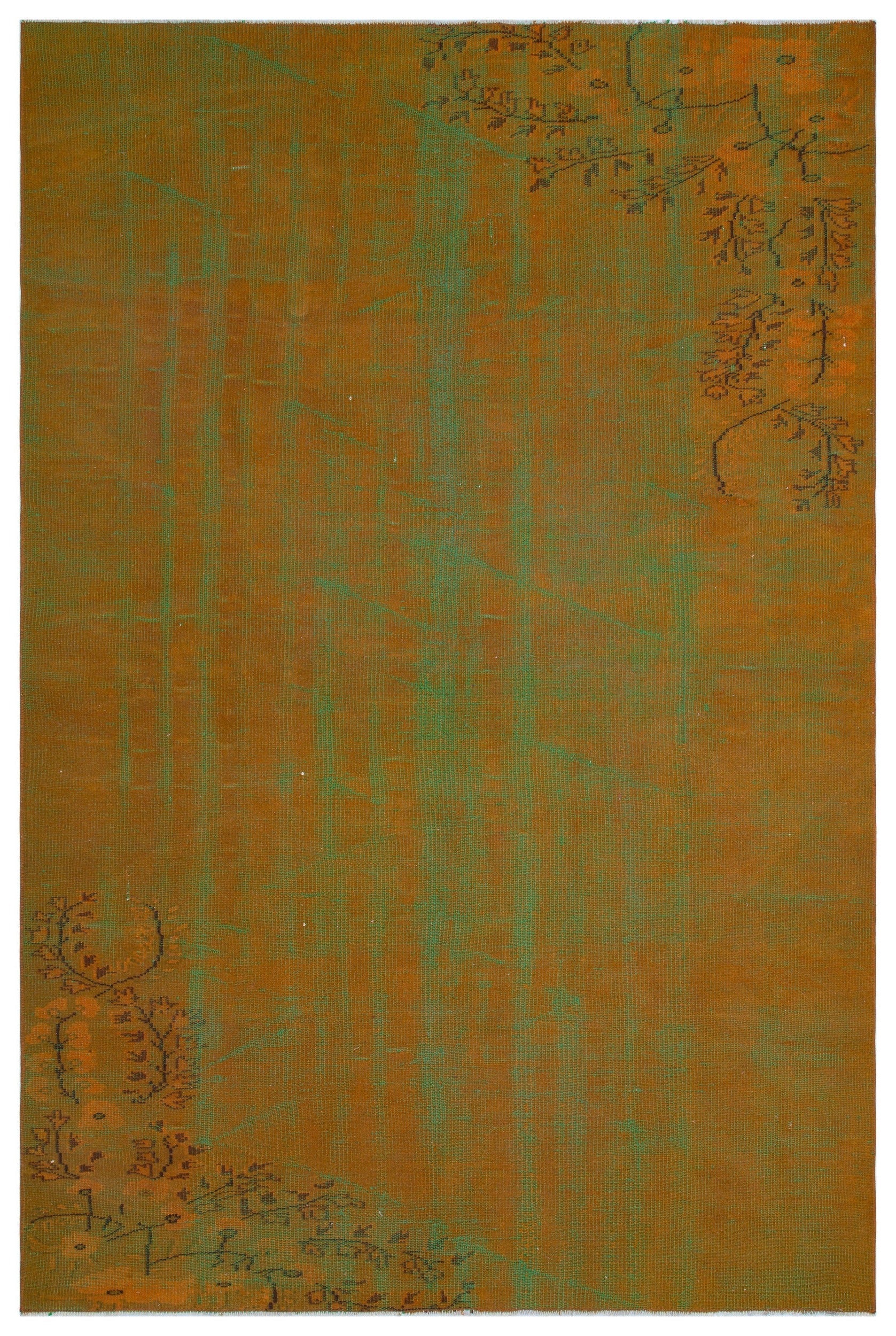Atina Orange Vintage Wool Handmade Area Rug 5'9" x 8'8"
