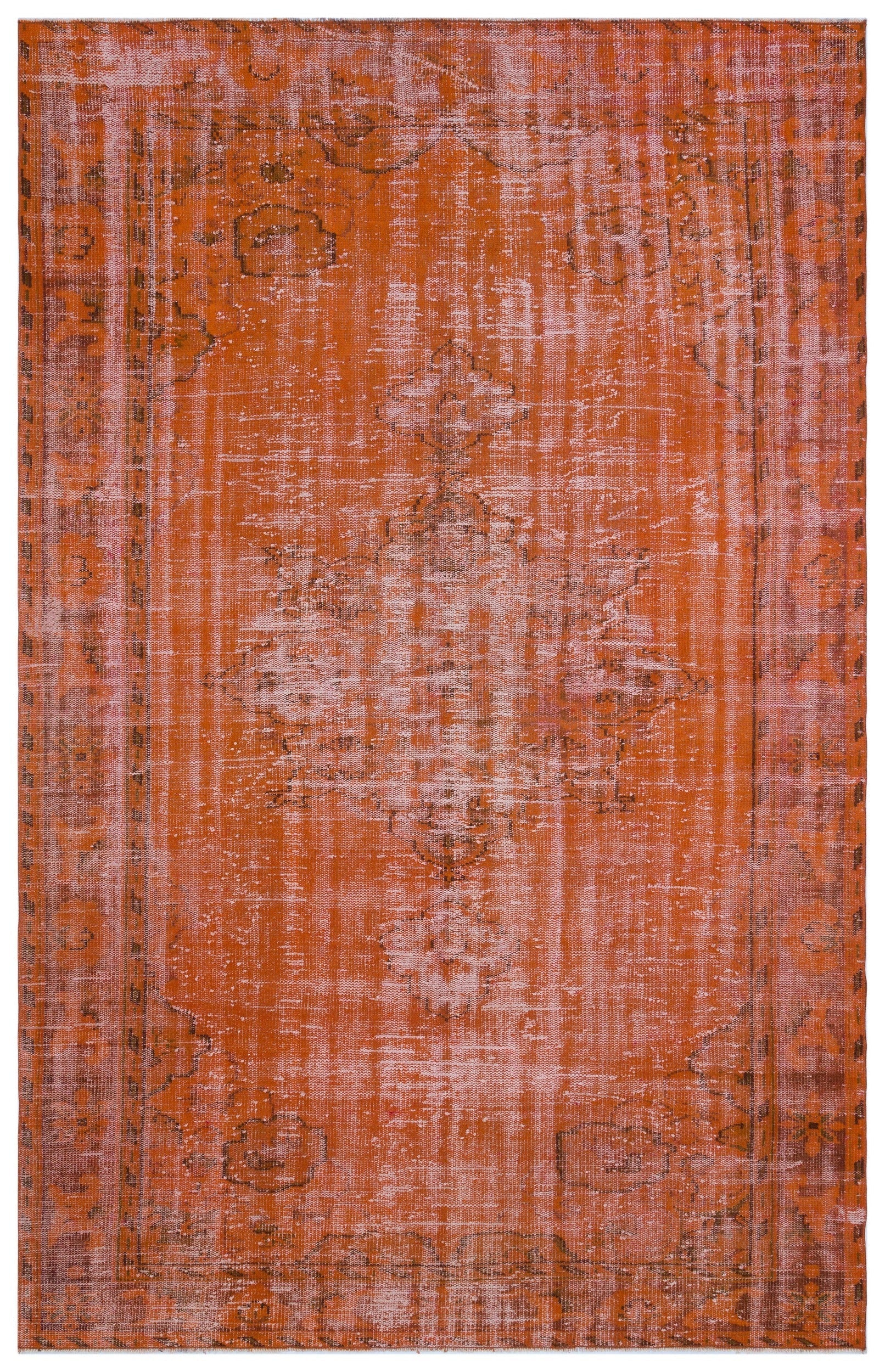 Atina Orange Vintage Wool Handmade Area Rug 6'3" x 9'11"