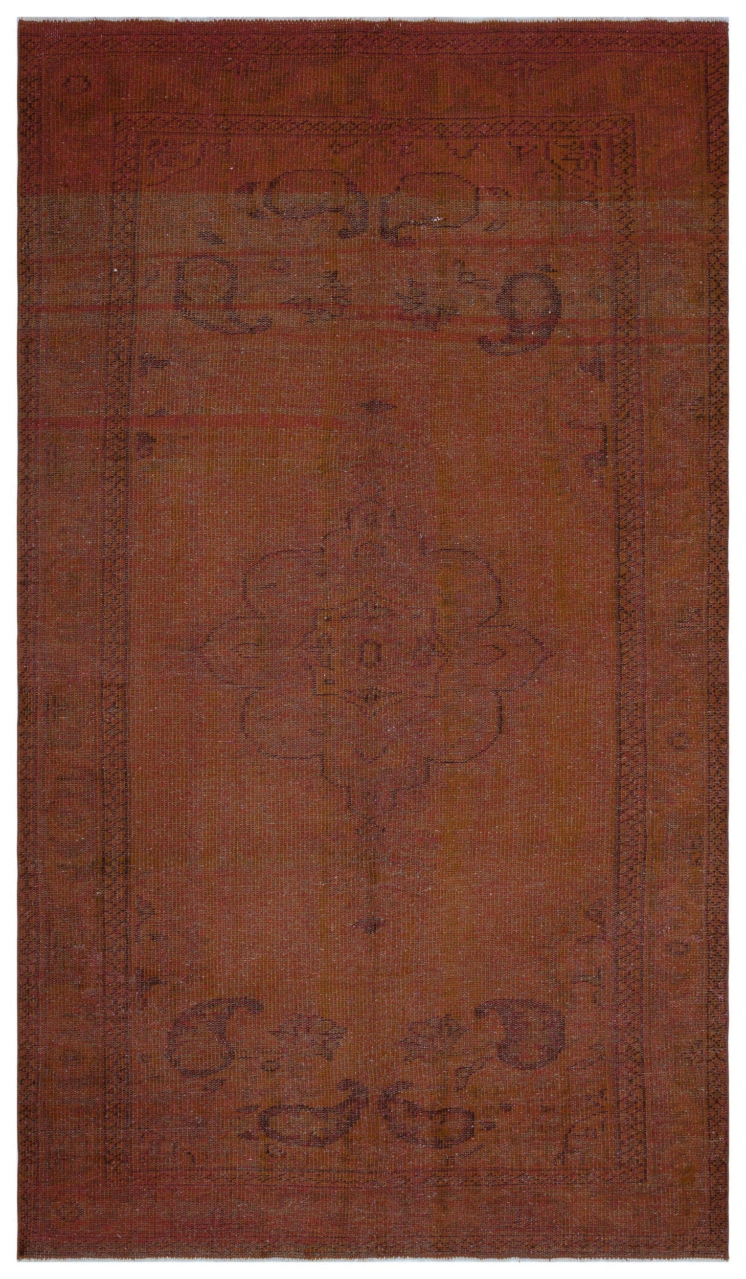 Atina Brown Vintage Wool Handmade Area Rug 5'5" x 9'5"