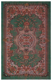Atina Green Vintage Wool Handmade Area Rug 5'7" x 8'8"