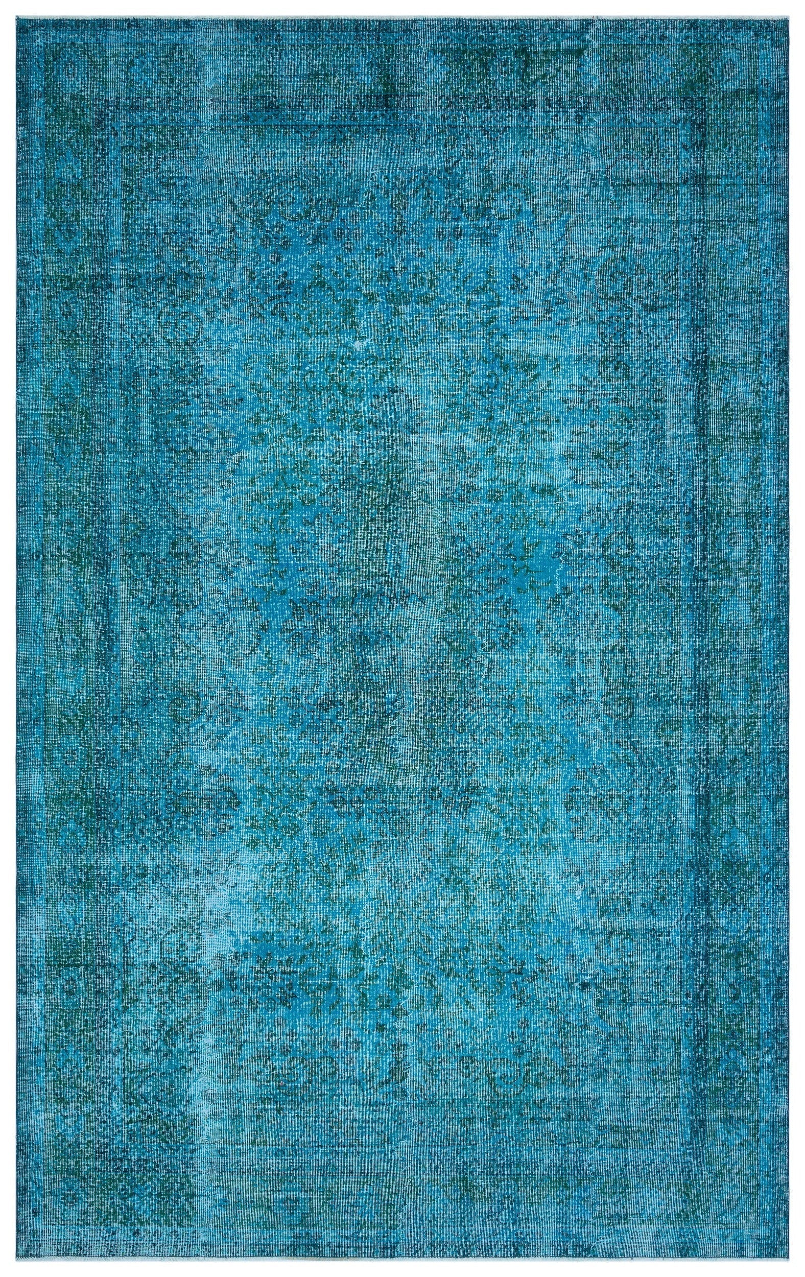 Atina Turquoise Vintage Wool Handmade Area Rug 6'8" x 10'6"
