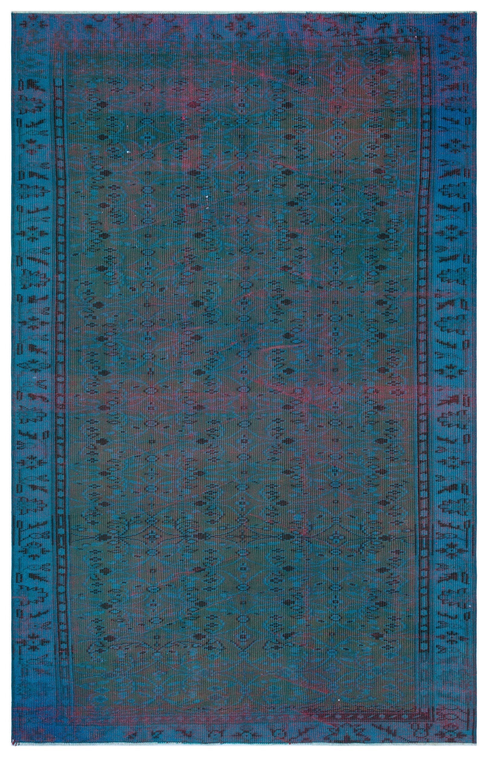 Atina Blue Vintage Wool Handmade Area Rug 5'7" x 8'6"