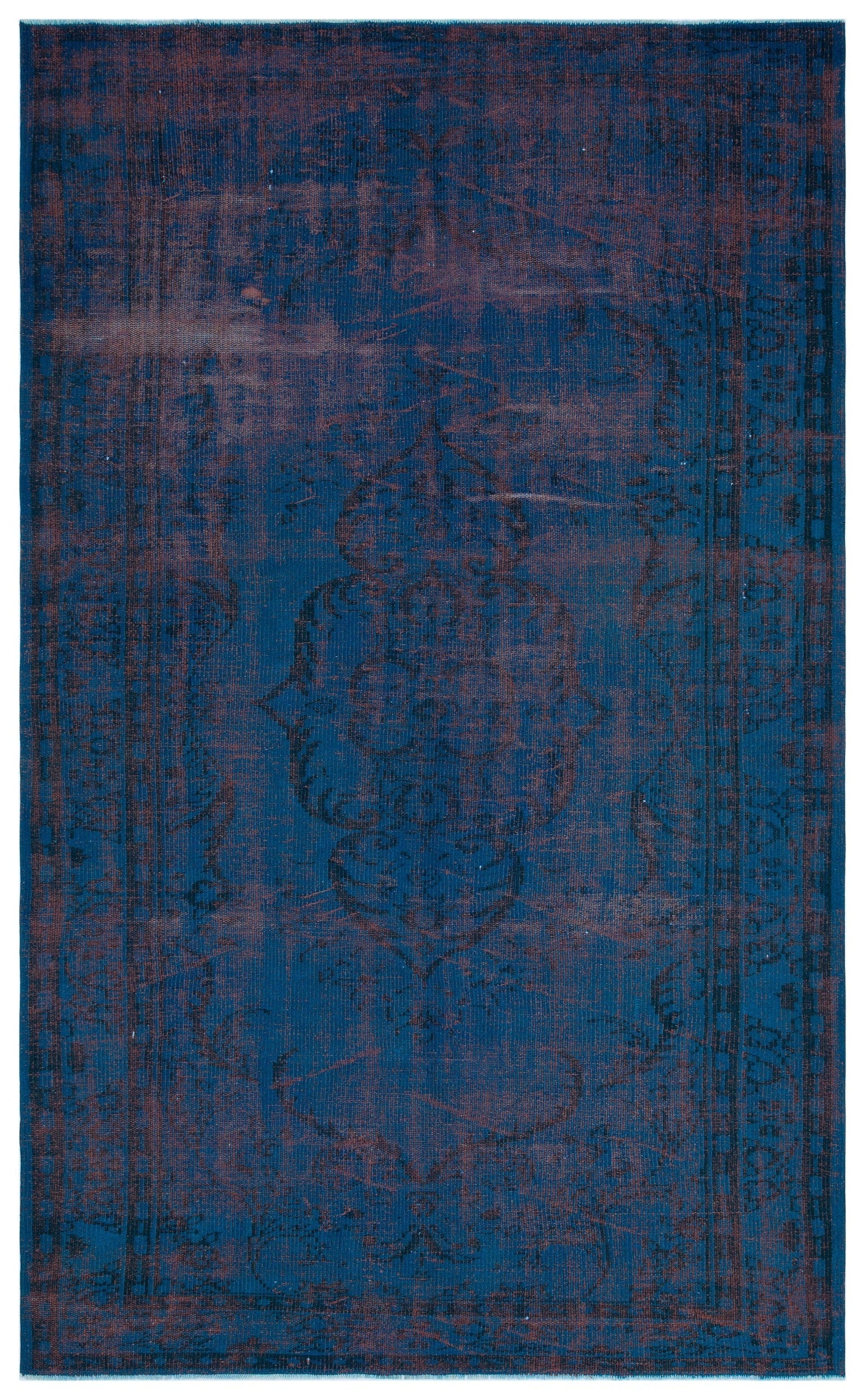 Atina Turquoise Vintage Wool Handmade Area Rug 5'7" x 9'3"