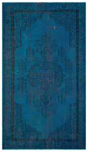 Atina Turquoise Vintage Wool Handmade Area Rug 5'3" x 9'1"